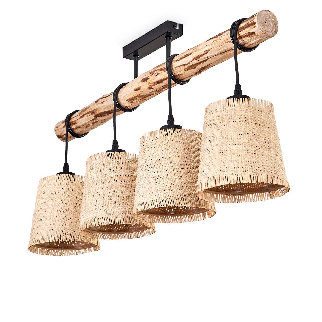 hofstein Deckenleuchte moderne Deckenlampe aus Holz/Metall/Bast günstig online kaufen