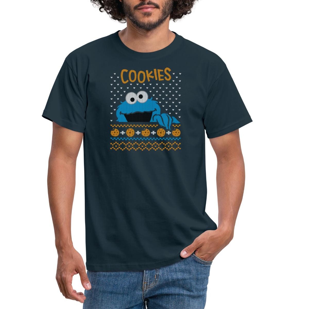 Spreadshirt T-Shirt Sesamstraße Krümelmonster Ugly Xmas Männer T-Shirt (1-tlg)