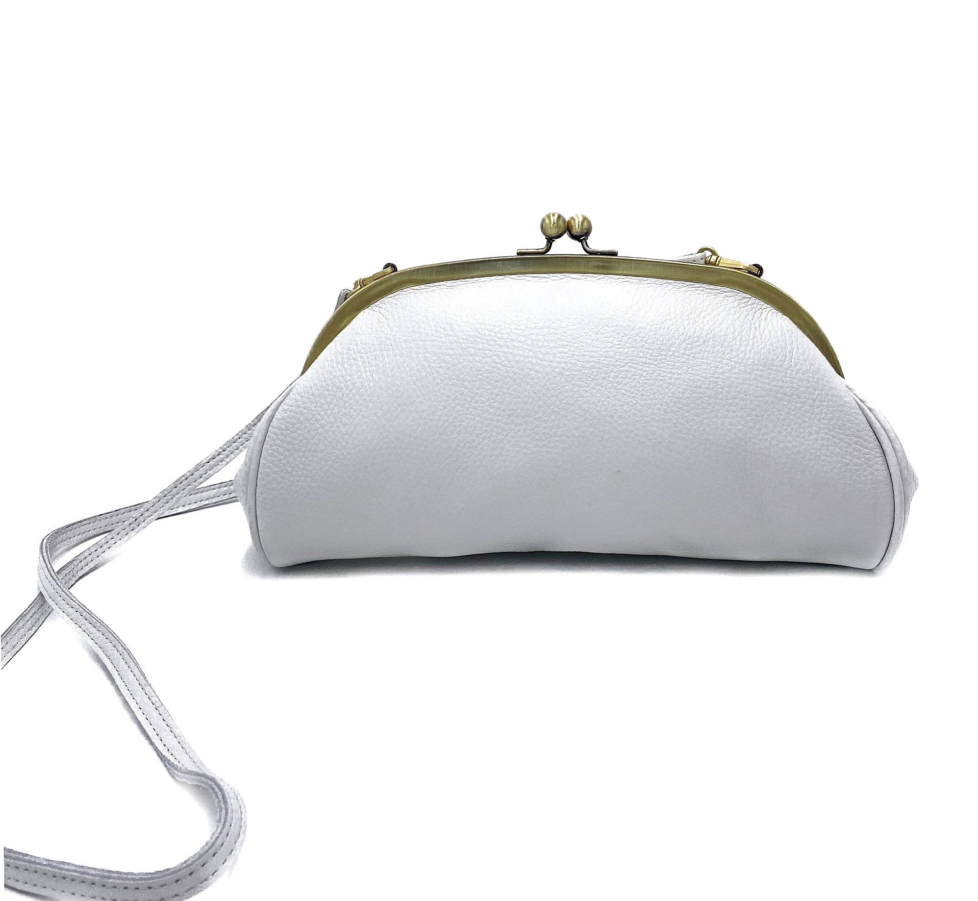 Taschenkinder Clutch und Schultertasche „Elise“, Abendtasche, Brauttasche, Bügeltasche, Echtes Leder, Im Vintage / Retro Stil