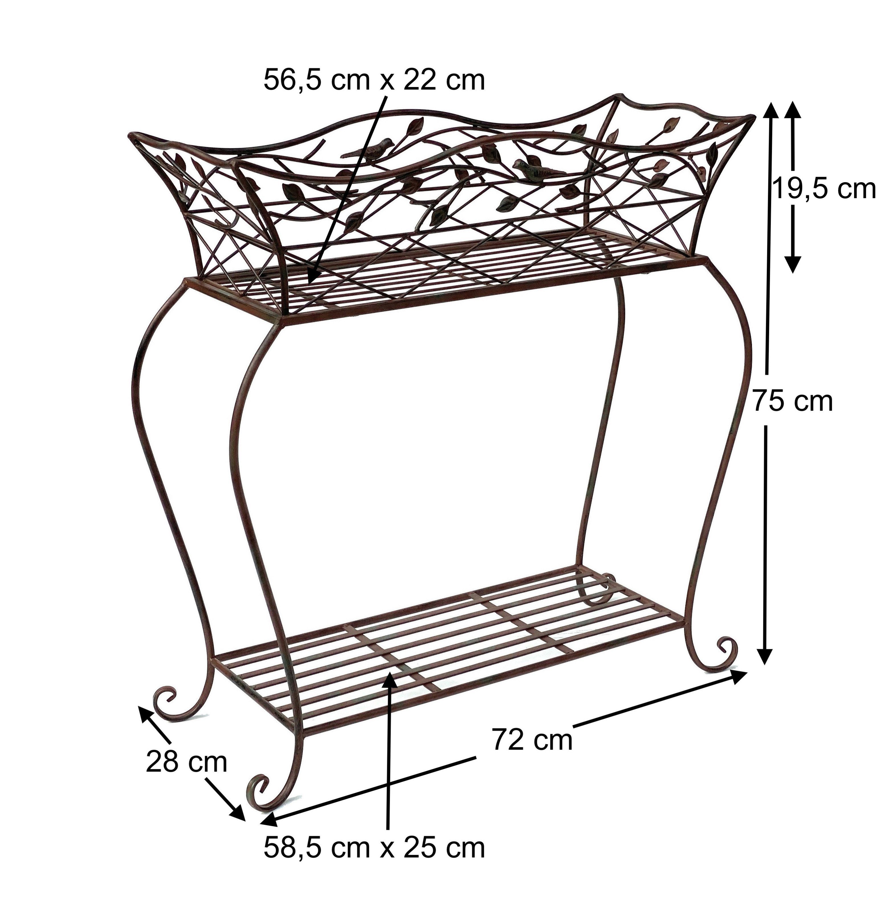 Blumenständer L 93980 Braun Modern Blumenkasten cm DanDiBo 75 Pflanzenkasten Pflanzenregal Blumenständer Korb Pflanzenständer mit