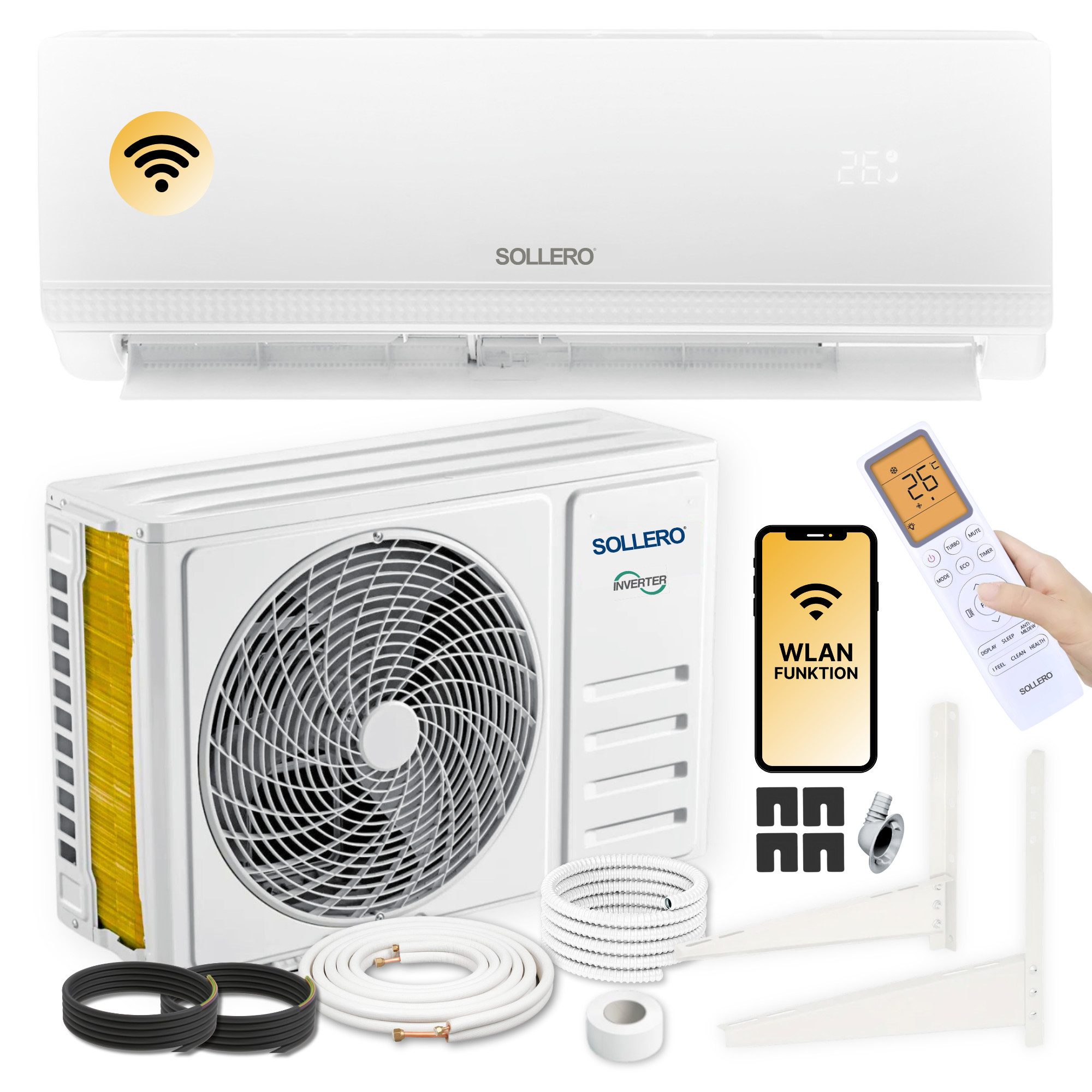 Sollero Klimagerät Split Klimaanlage 12000BTU R32 3,5kW WLAN Kühlen und Hei günstig online kaufen