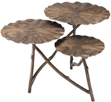 Casa Padrino Beistelltisch Designer Beistelltisch Antik Messing 76 x 62 x H. 47 cm - Aluminium Tisch mit 3 Tischplatten - Luxus Möbel
