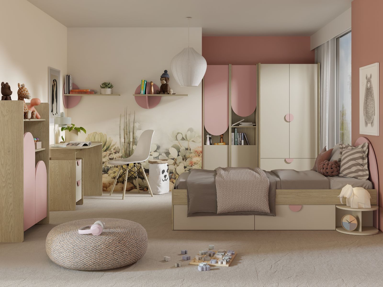 Compleo Kleiderschrank mit 2 Schubladen und 3 Türen, Kinderschrank für einen Jungen oder ein Mädchen – Bild 4 von 4