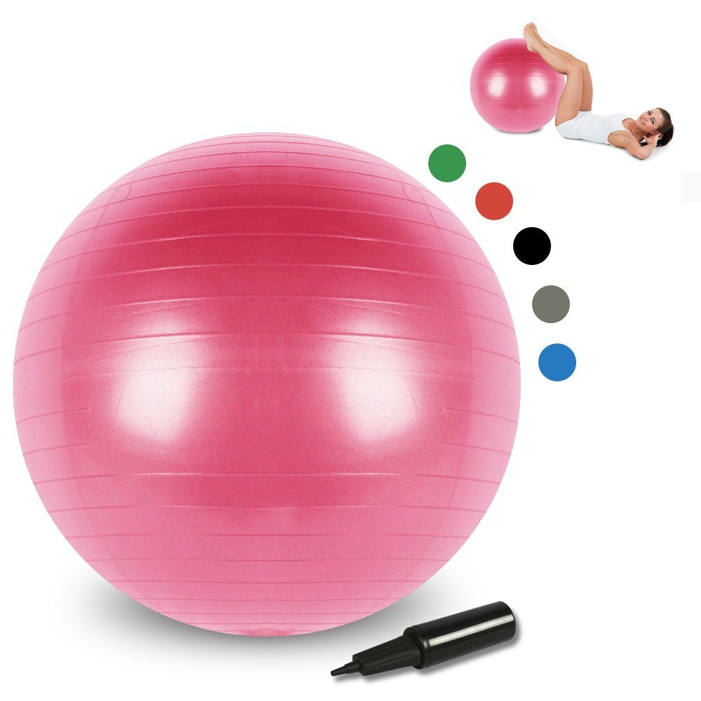 bis Fitnessball Gymnastikball KAHOO mit 400kg, Ø55/65/75cm Massageball Rosa Luftpumpe,