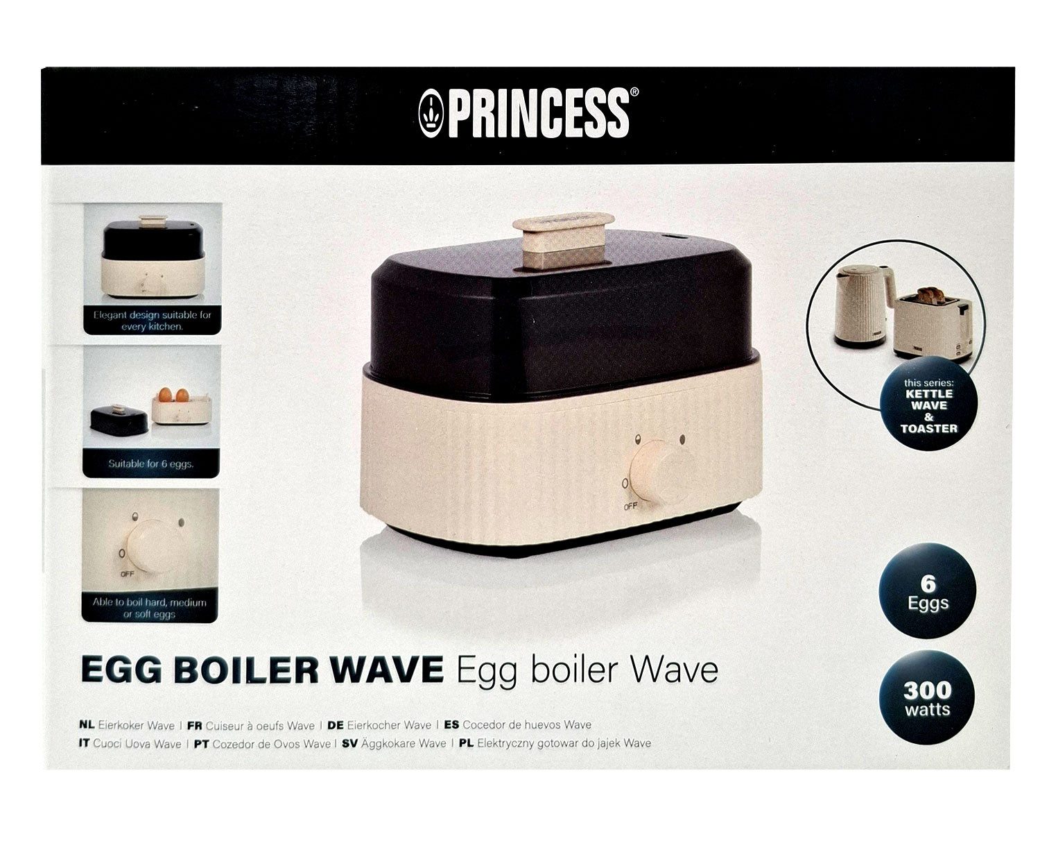 PRINCESS Eierkocher Princess 262047 Eierkocher Wave - Stilvolles Design – Bis zu sechs Eie, Anzahl Eier: 6 St., 300 W, 6 Eier - 350 W – Bild 3 von 3