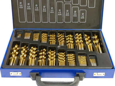 PeTools Metallbohrer »Spiralbohrer Set 170 tlg. (1-10mm) TITAN (500) HSS-R EG TiN Metallbohrer«, (170-tlg), HSS-R Qualität, titannitridbeschichtet (TiN)