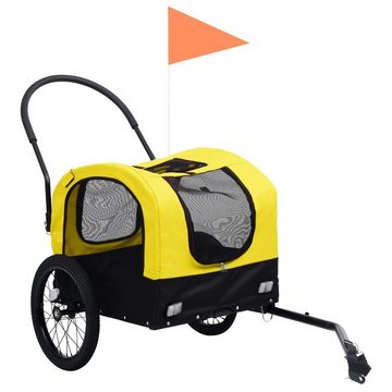 vidaXL Fahrradhundeanhänger 2-in-1 Fahrradanhänger für Hunde und Buggy Gelb und Schwarz