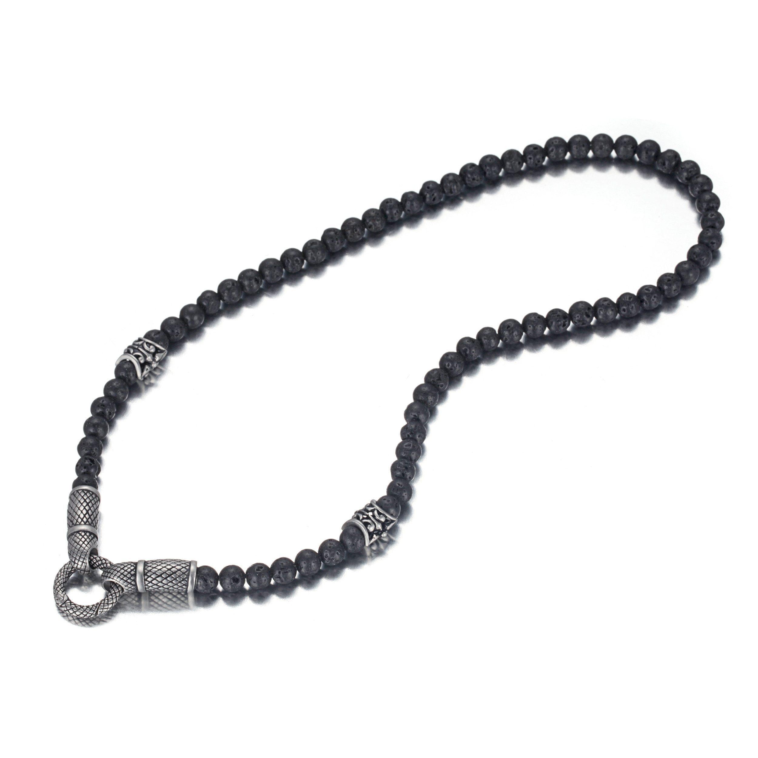 Kingka Bead-Ketten-Set Unisex Kette Lava Steine Edelstahl Elemente Ringverschluss (Set), zu Shirt, Hoodie, Jeans, Sneaker! Büro, Urlaub, Party, Geschenkidee