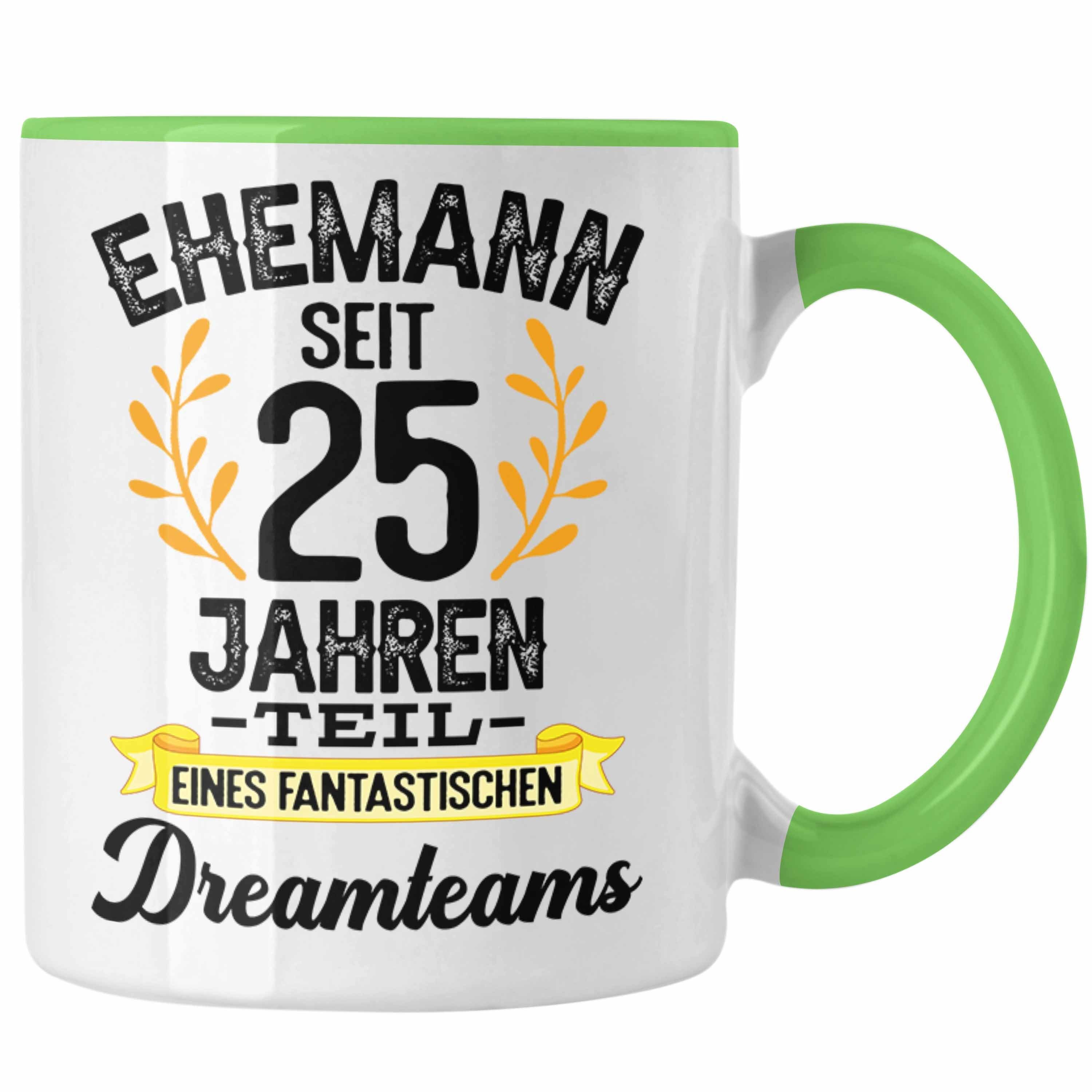 Trendation Tasse Trendation - Ehemann 25 Jahre Jahrestag Silberne Hochzeit Jubiläum Hochzeitstag Geschenk Tasse Silberhochzeit Geschenke Grün