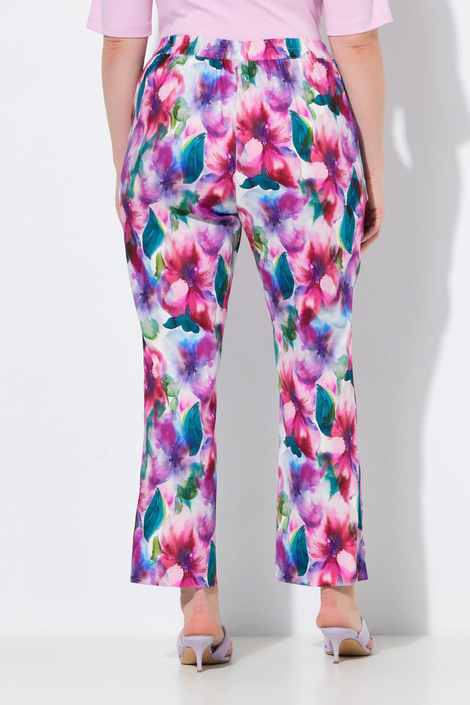 Ulla Popken 7/8-Hose Hose Ruby Blüten Leinenmix gerades Bein
