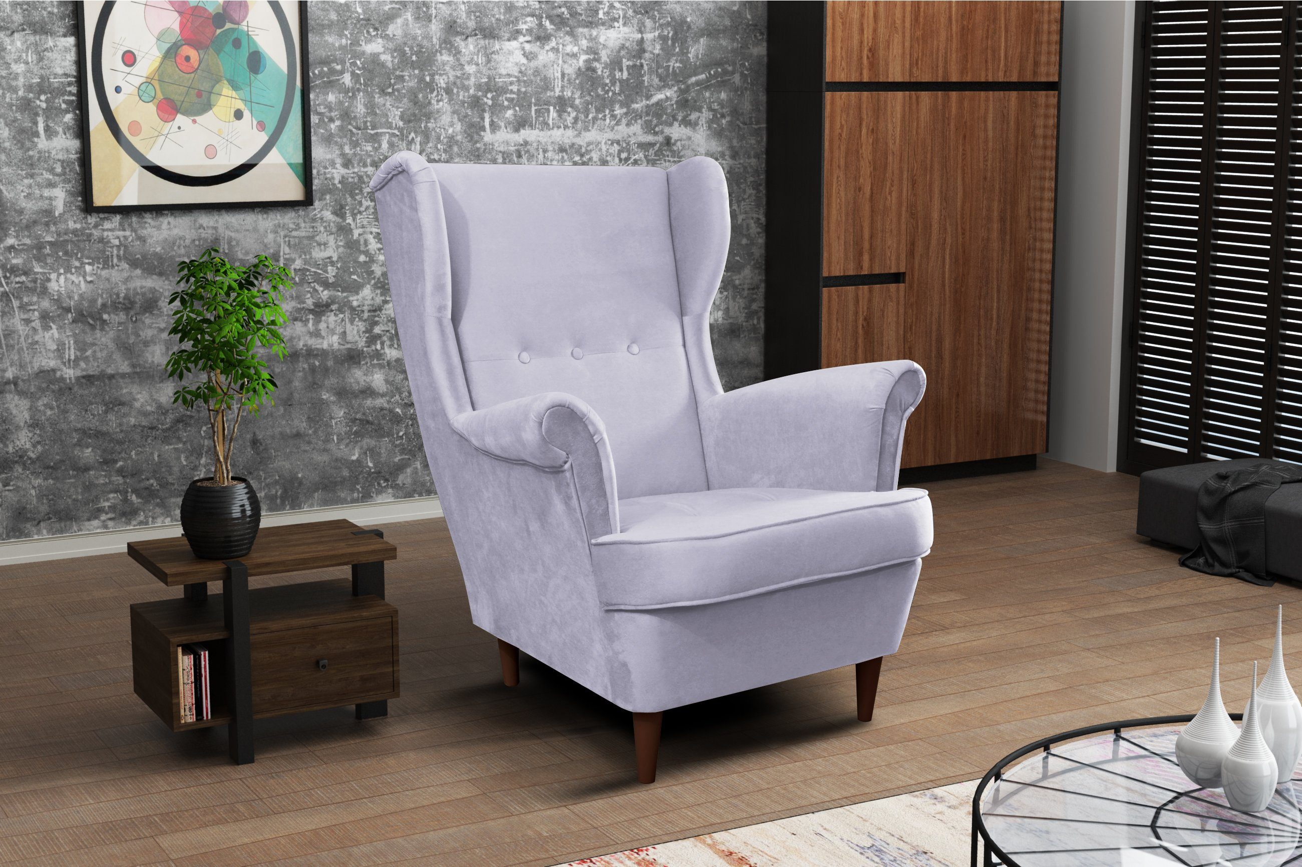 Unique Home Ohrensessel Sessel GM-RUF-KP, Ohrensessel, Farbe wählbar Paros 5