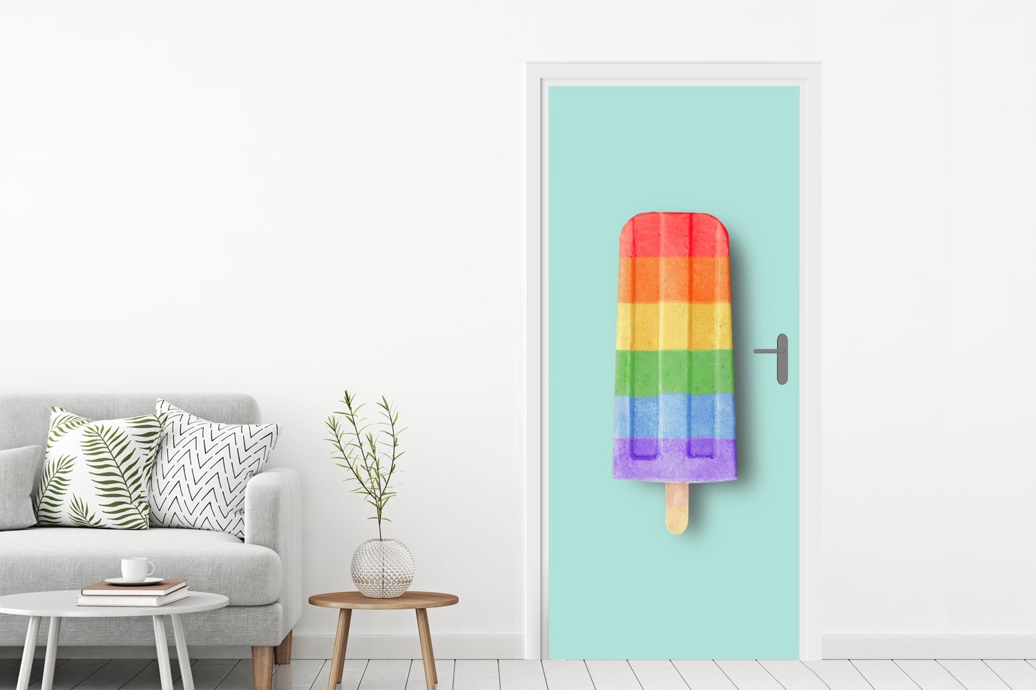 MuchoWow Türtapete Regenbogen-Eiscreme, Fototapete bedruckt, für cm St), Matt, 75x205 Türaufkleber, Tür, (1