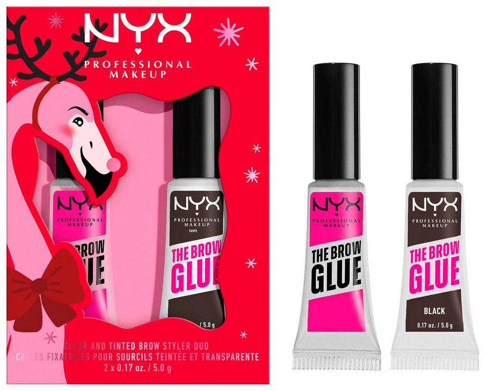NYX Kosmetik-Set NYX Professional Makeup Brow Glue Stick Duo, Textur Gel,  Finish deckend, Ein ultimativer Augenbrauen-Style für intensive Blicke
