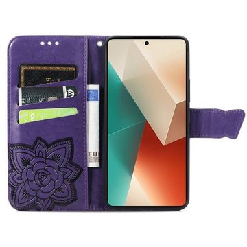 Wigento Handyhülle Für Xiaomi Redmi Note 13 Pro Poco X6 Tasche Wallet Schmetterling Motiv