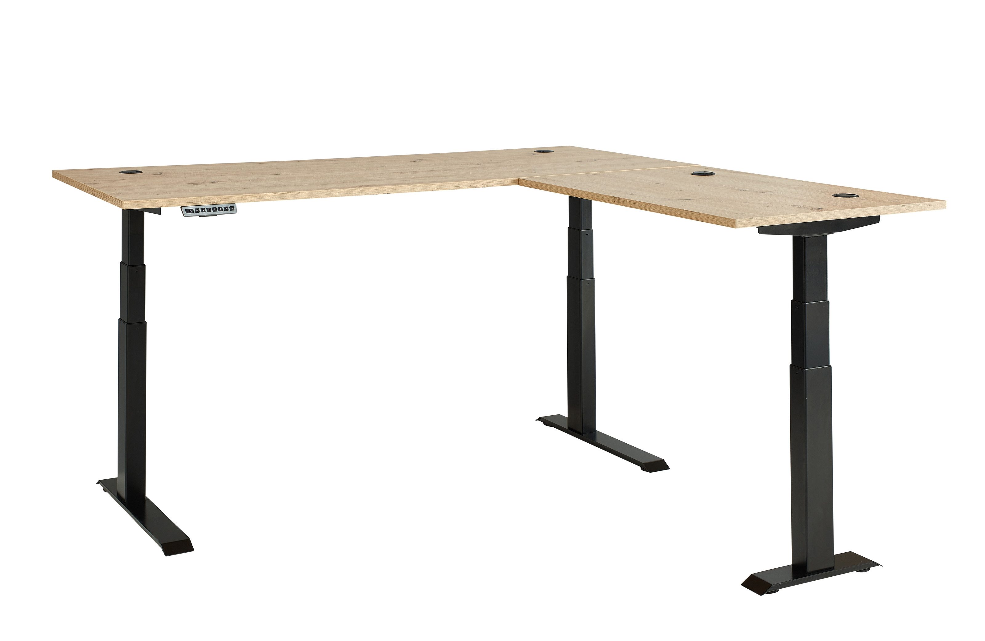 freiraum Eckschreibtisch Memphis, höhenverstellbar, Artisan Eiche Dekor - 185x64/129x177 (BxHxT)