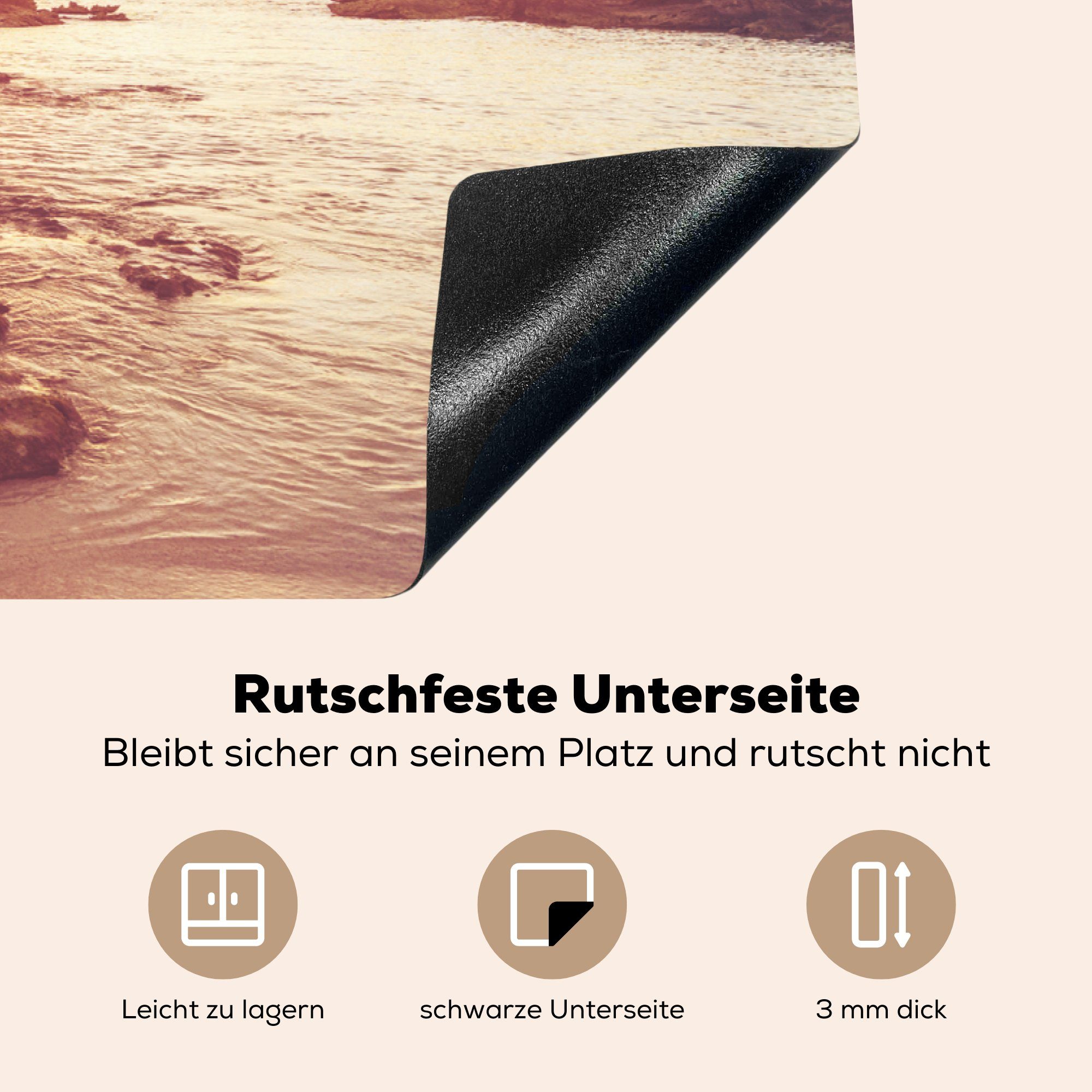 Herdblende-/Abdeckplatte tlg), für Mexiko Vinyl, Ceranfeldabdeckung 81x52 küche, MuchoWow - Schutz Induktionskochfeld cm, - Strand Meer, (1 die