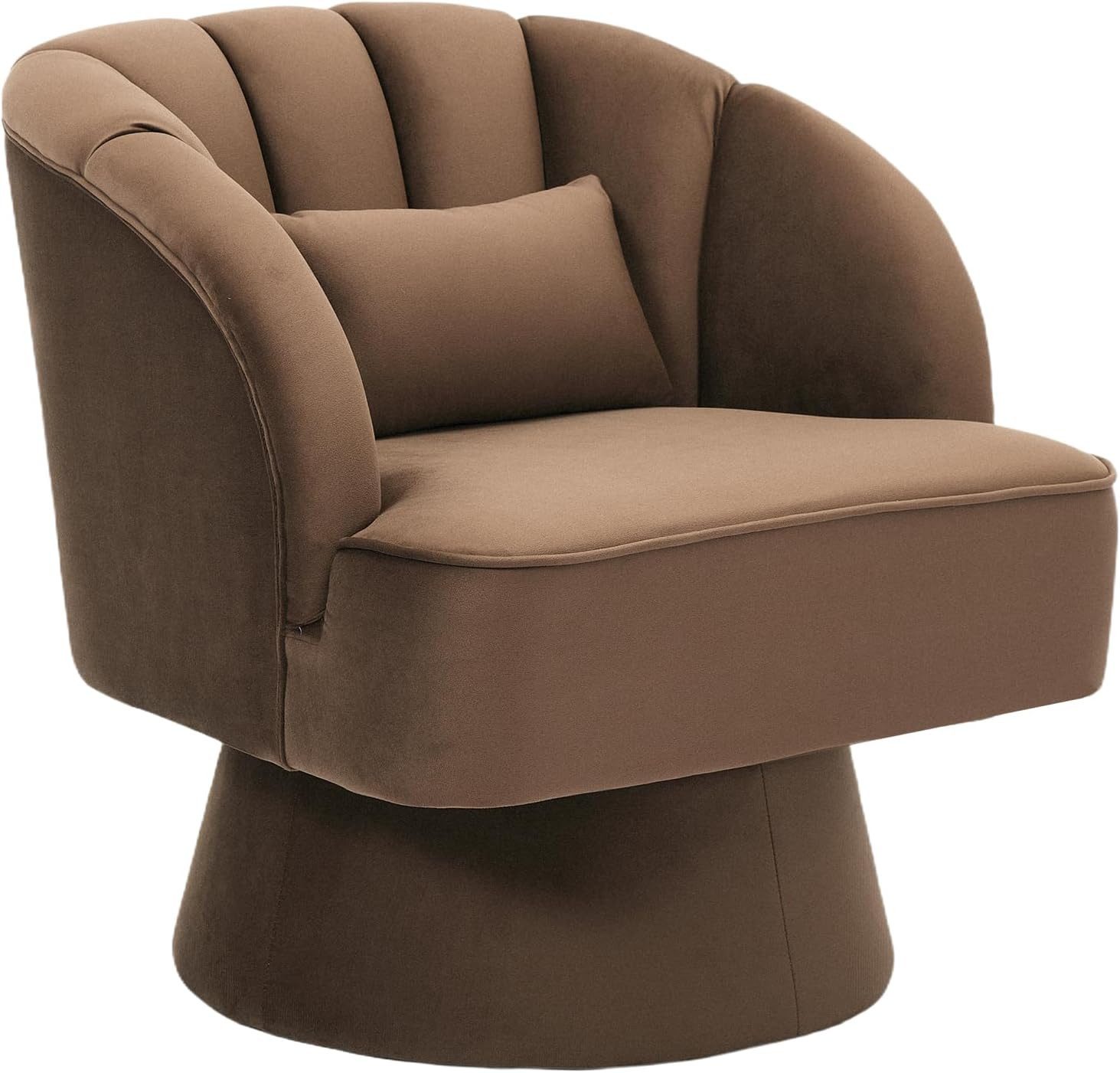 GarveeMore Sessel Sessel mit 360 Grad drehbare Kuscheltonnen-Akzentsofasessel, Samtbezug,Armlehnensessel,Polstersessel,Akzentstul