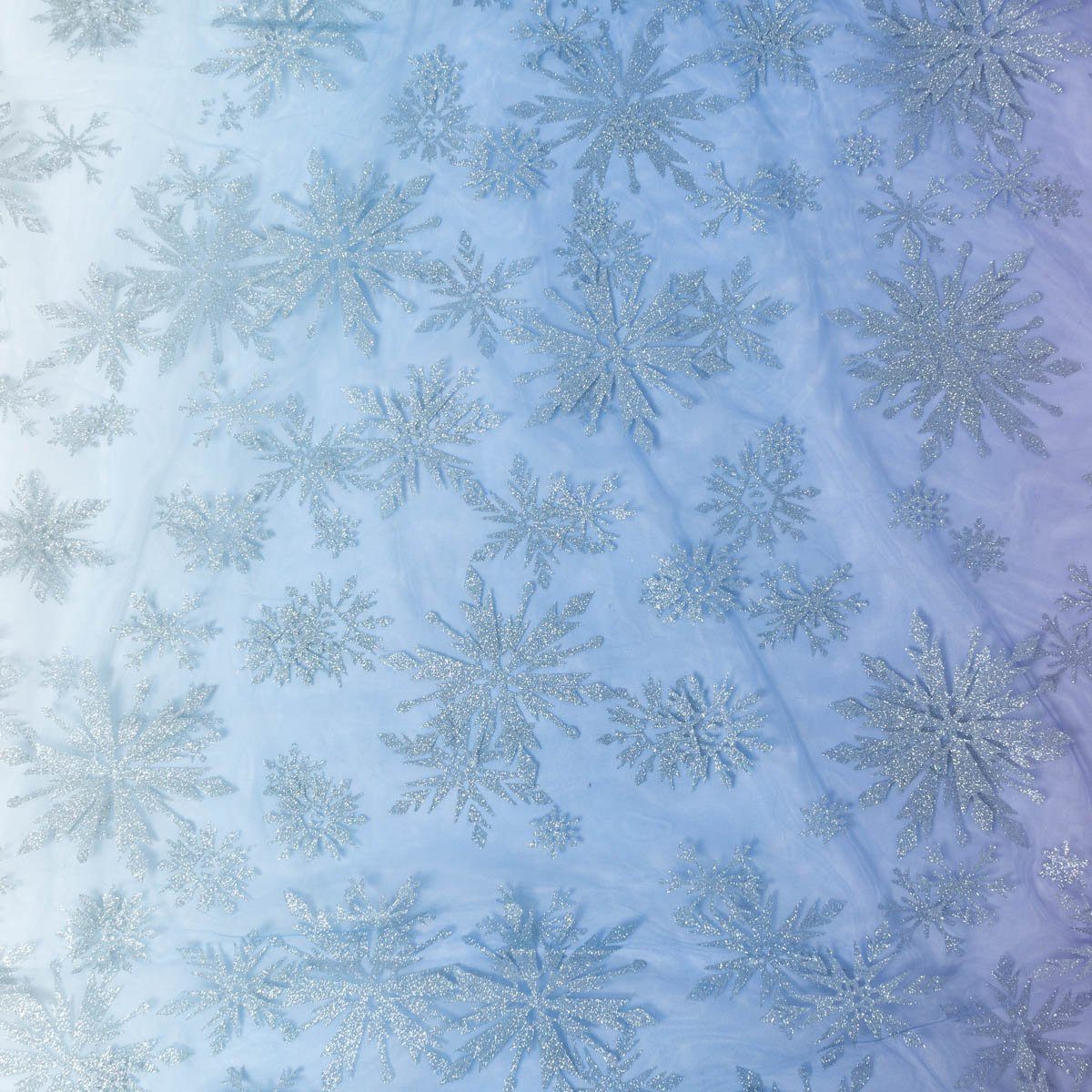 SCHÖNER LEBEN. Stoff Tüllstoff Meterware Farbverlauf Glitzerkristalle blau lila 1,55m, mit Metallic-Effekt