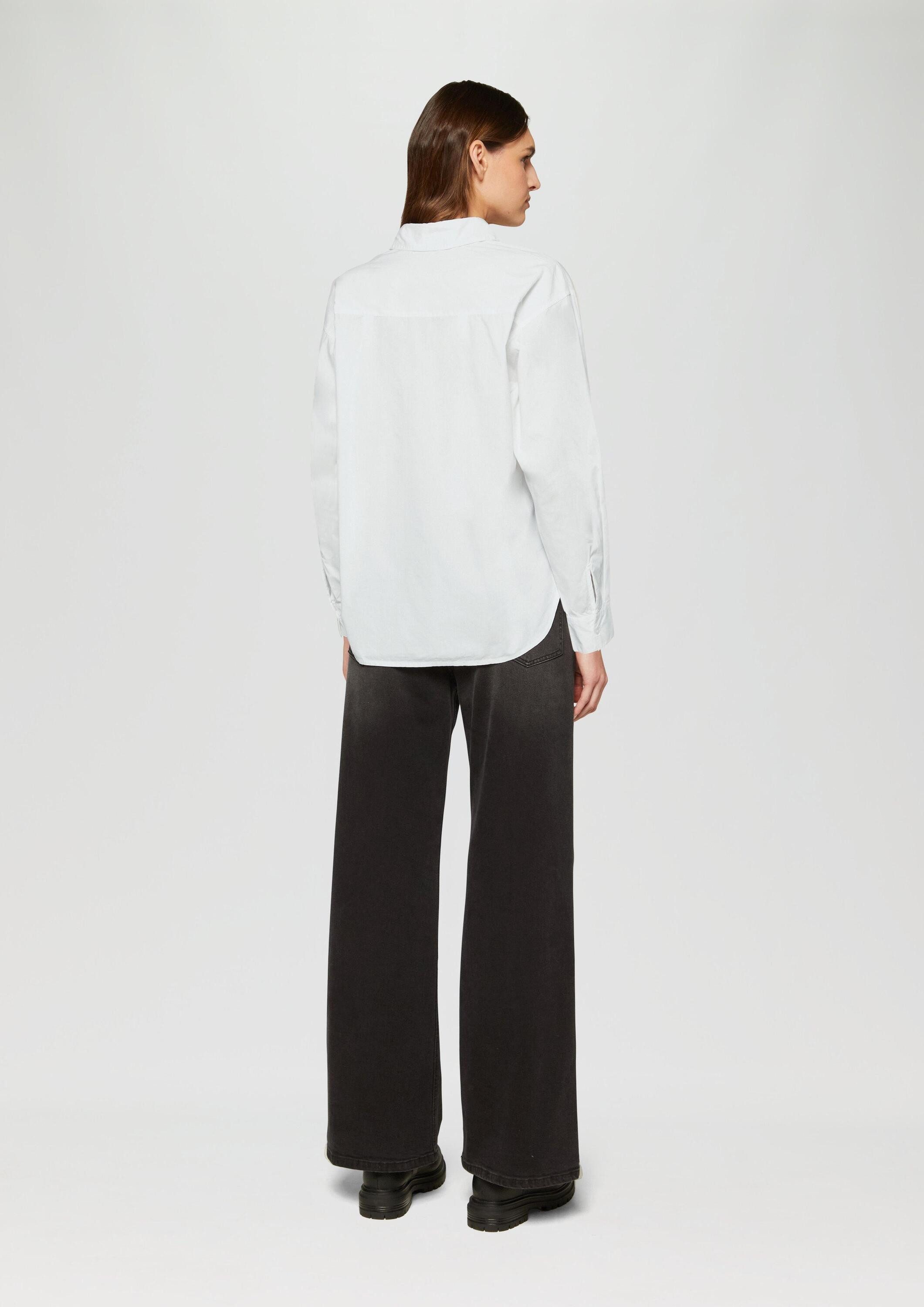s.Oliver Langarmbluse Bluse Baumwollbluse mit Schmucksteinen