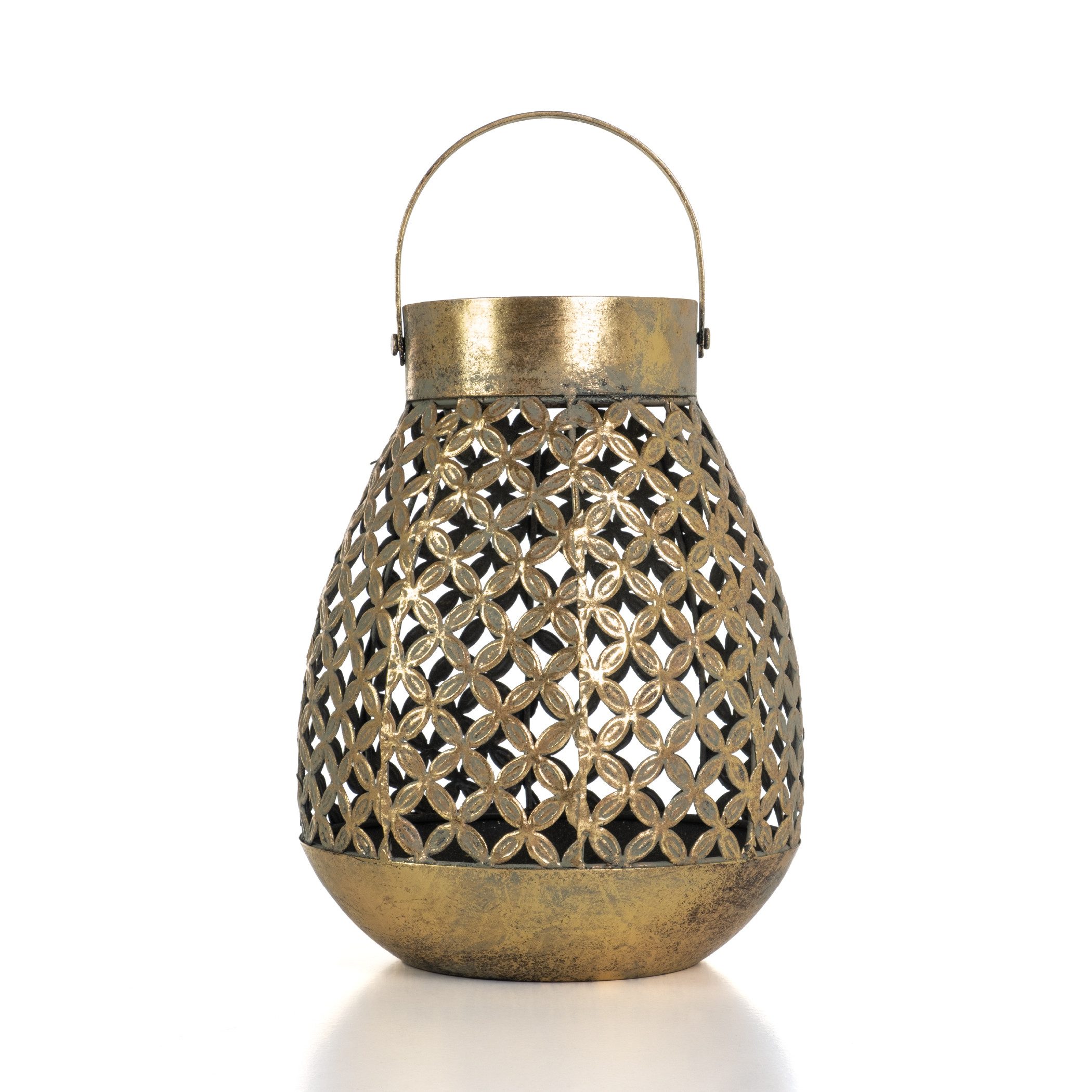 Moritz Windlicht Laterne Windlicht orientalisch H 28 cm Metall antikgold Blumenmuster
