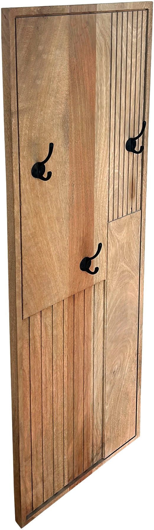 SIT Garderobenpaneel Garderobe – Massives Mangoholz mit dekorativem Lamellen‑Design, Massives Mangoholz‑Garderobenpaneel mit dekorativem Lamellen‑Design