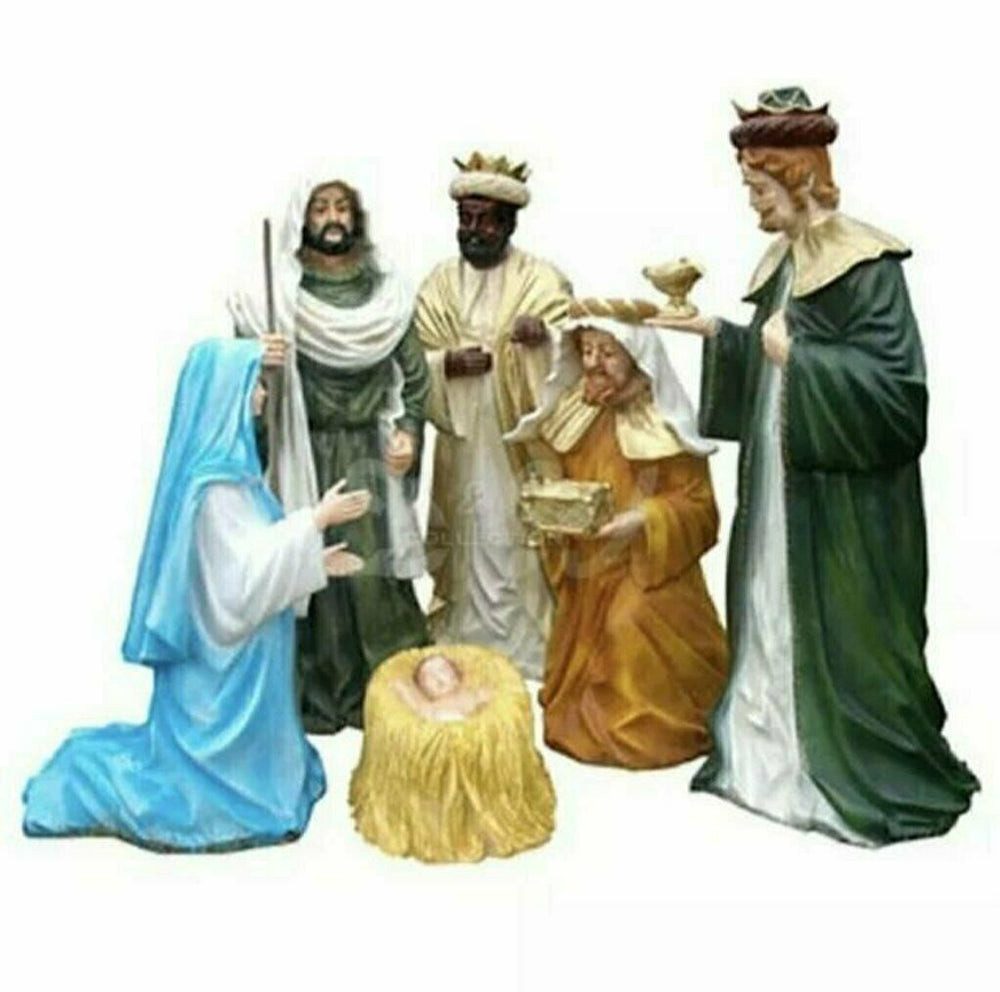 DEKO VERTRIEB BAYERN Weihnachtsfigur XXL Premium Weihnachtskrippe Krippe Set 6-teilig Figur Josef Maria