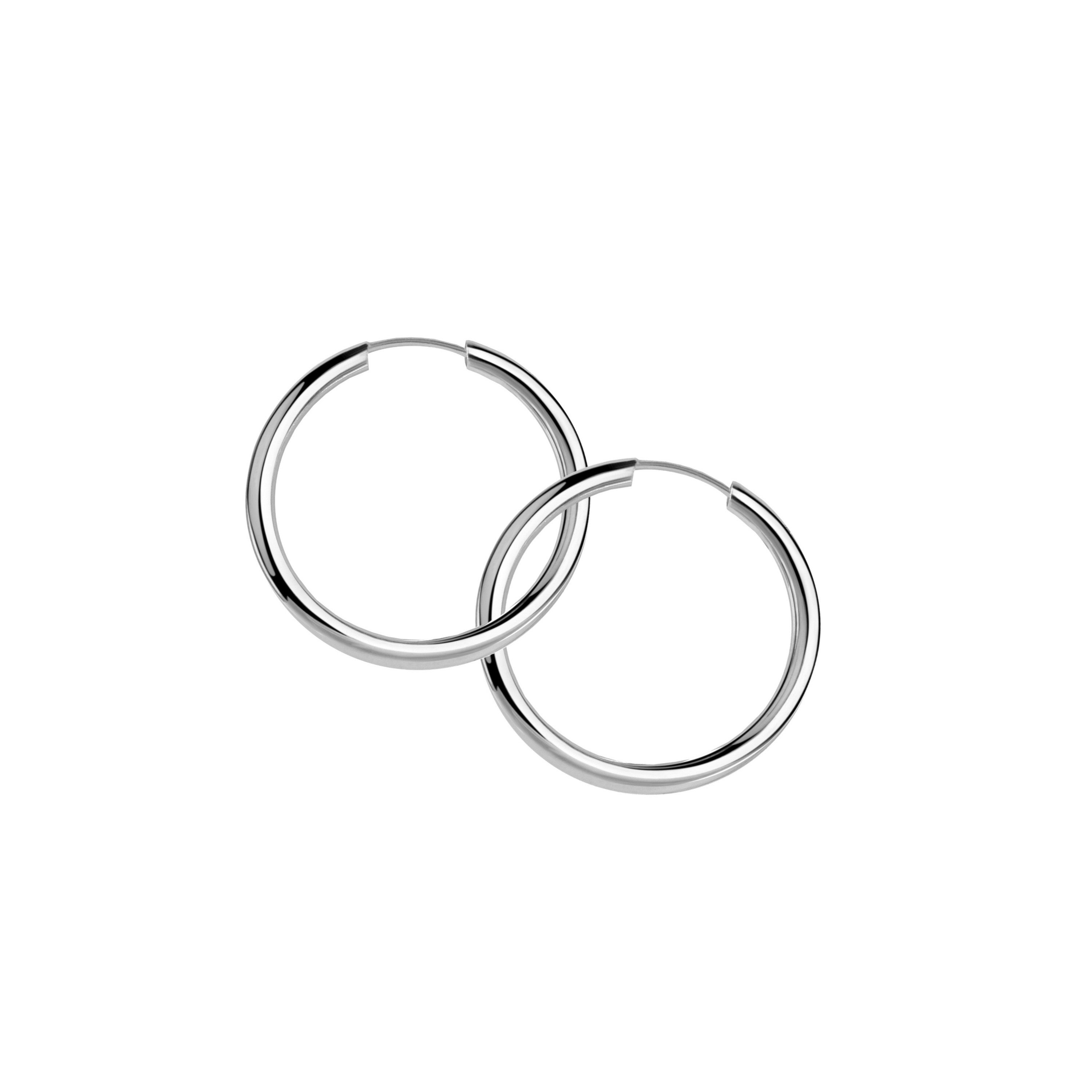 Paar Creolen Schmuck Geschenk Silber 925 Ohrringe Basic 2 mm breit
