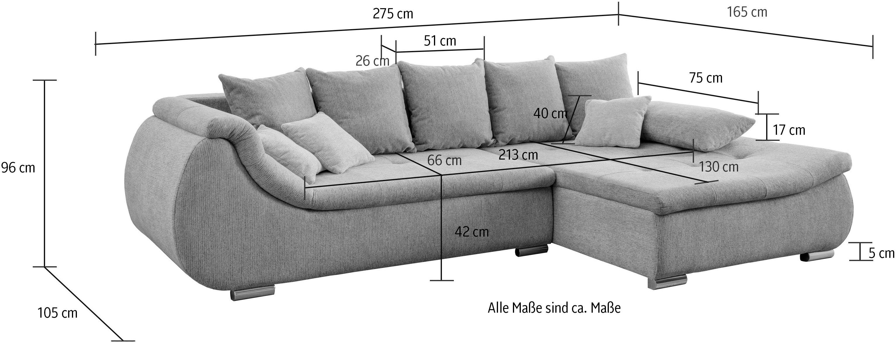 3 kostenlos INOSIGN Ecksofa Armlehnenkissen Perallo, 1 und Stk. Stk. Zierkissen