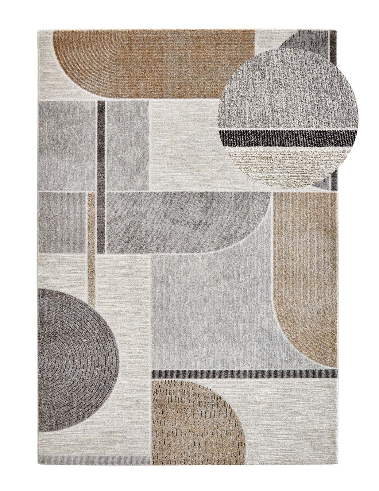 TaraCarpet Teppich TaraCarpet Valencia Teppich - Abstrakt, rechteckig, Höhe: 12 mm, Hochwertiger dichter Teppich abstraktes Design beige 80x150