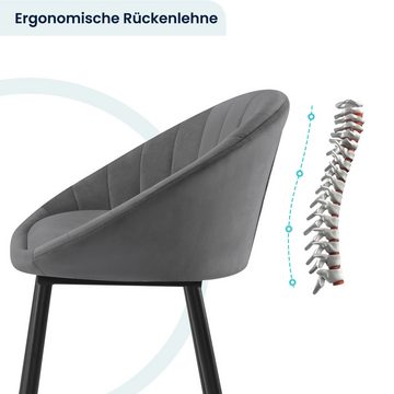 EUGAD Barhocker (6 St., 6er), gepolstert, Samt, mit Metallbeinen, Fußstütze