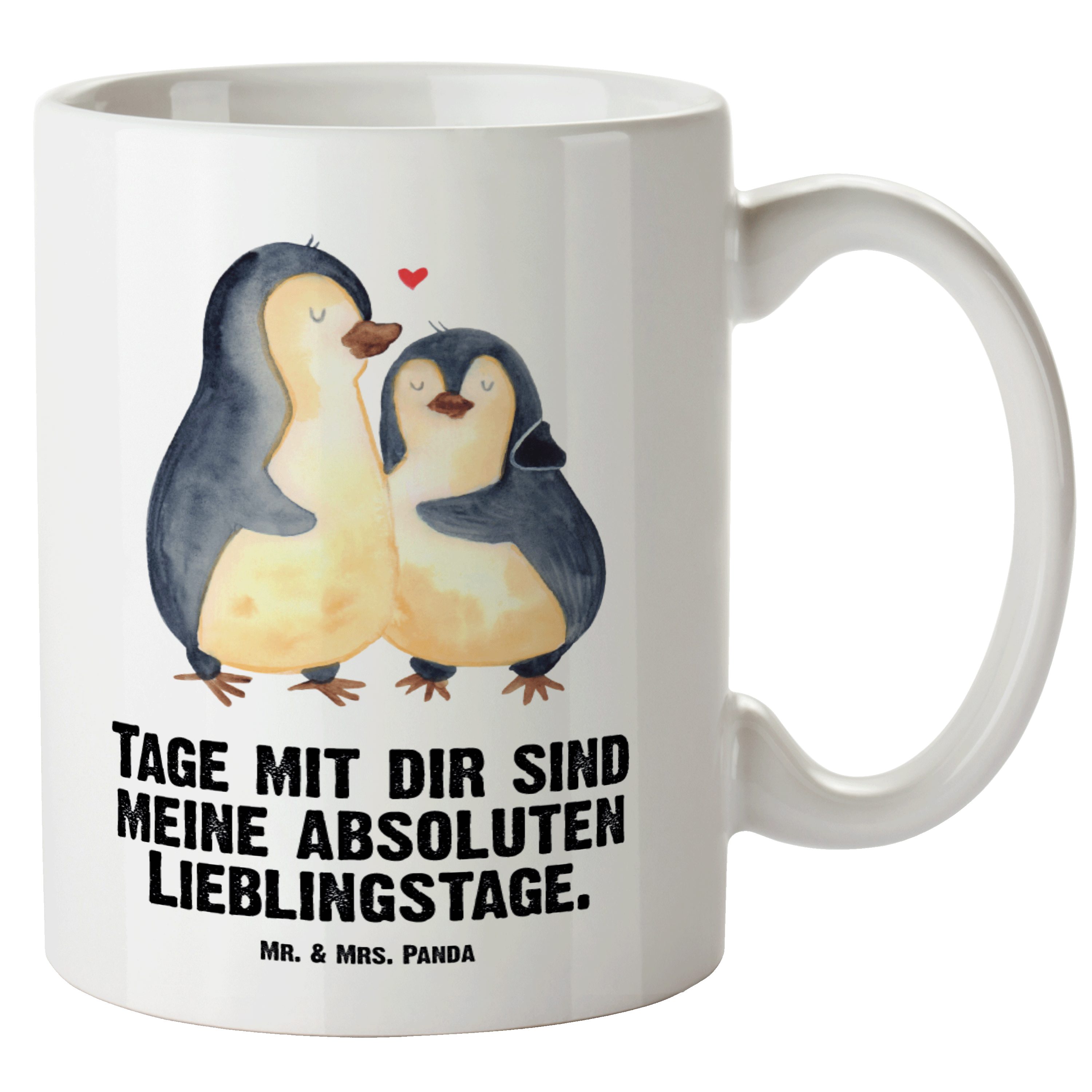 Tasse & Weiß Keramik umarmend Kaffeetasse, Tasse, Grosse Jumbo Mr. - Mrs. Geschenk, Tasse Pinguin XL - Panda
