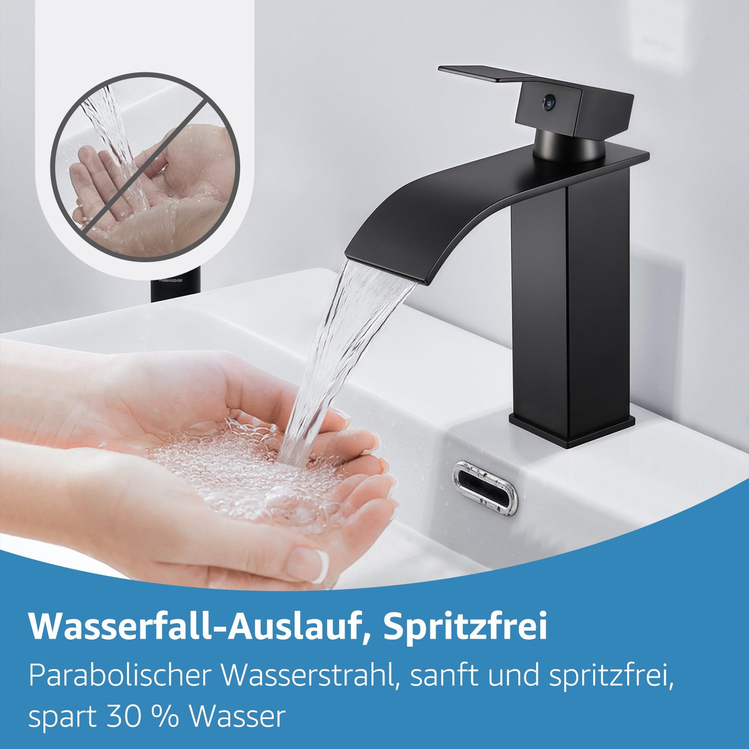 Eumaty Waschtischarmatur Badarmatur Wasserhahn Bad Wasserfall günstig online kaufen