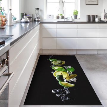 Läufer Teppich Vinyl Küchenmatte Küche Mojito lang modern funktional, Bilderdepot24, Läufer - schwarz glatt