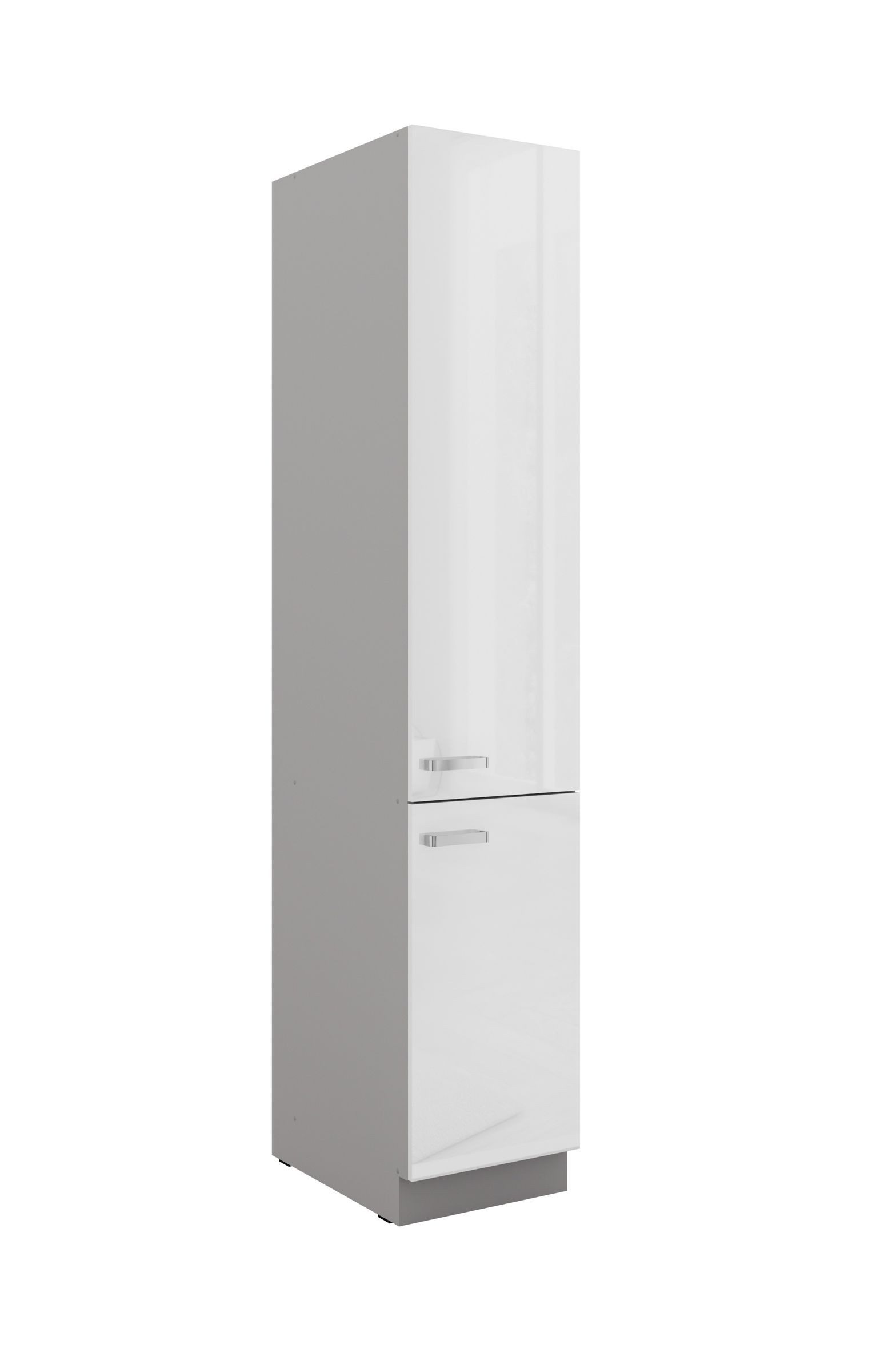 Küchen-Preisbombe Hochschrank 40 cm Küche Bianca Weiß Hochglanz + Grau Küchenzeile Küchenblock – Bild 5 von 5