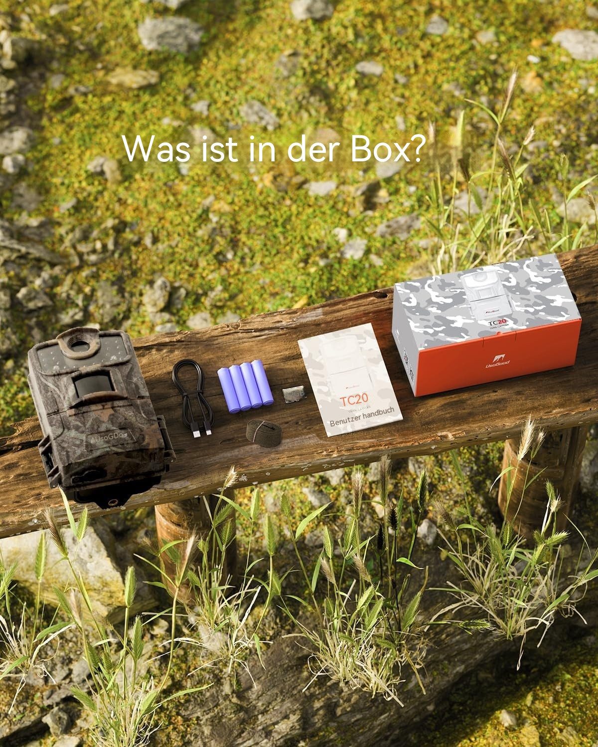 Usogood Wildkamera 2K 36MP Wildkamera Ohne WLAN, Wildtierkamera 850nm IR LEDs (Außenbereich, für die Tierbeobachtung Heim Sicherheit, mit Bewegungsmelder Nachtsicht Wildkamera Testsieger Jagd 0,2s Auslöser, 1-tlg., 120° Erfassungswinkel Infrarot Nachtsichtkamera Outdoor Testsieger, für den Garten mit 32GB Speicherkarte & 4 AA-Batterien)