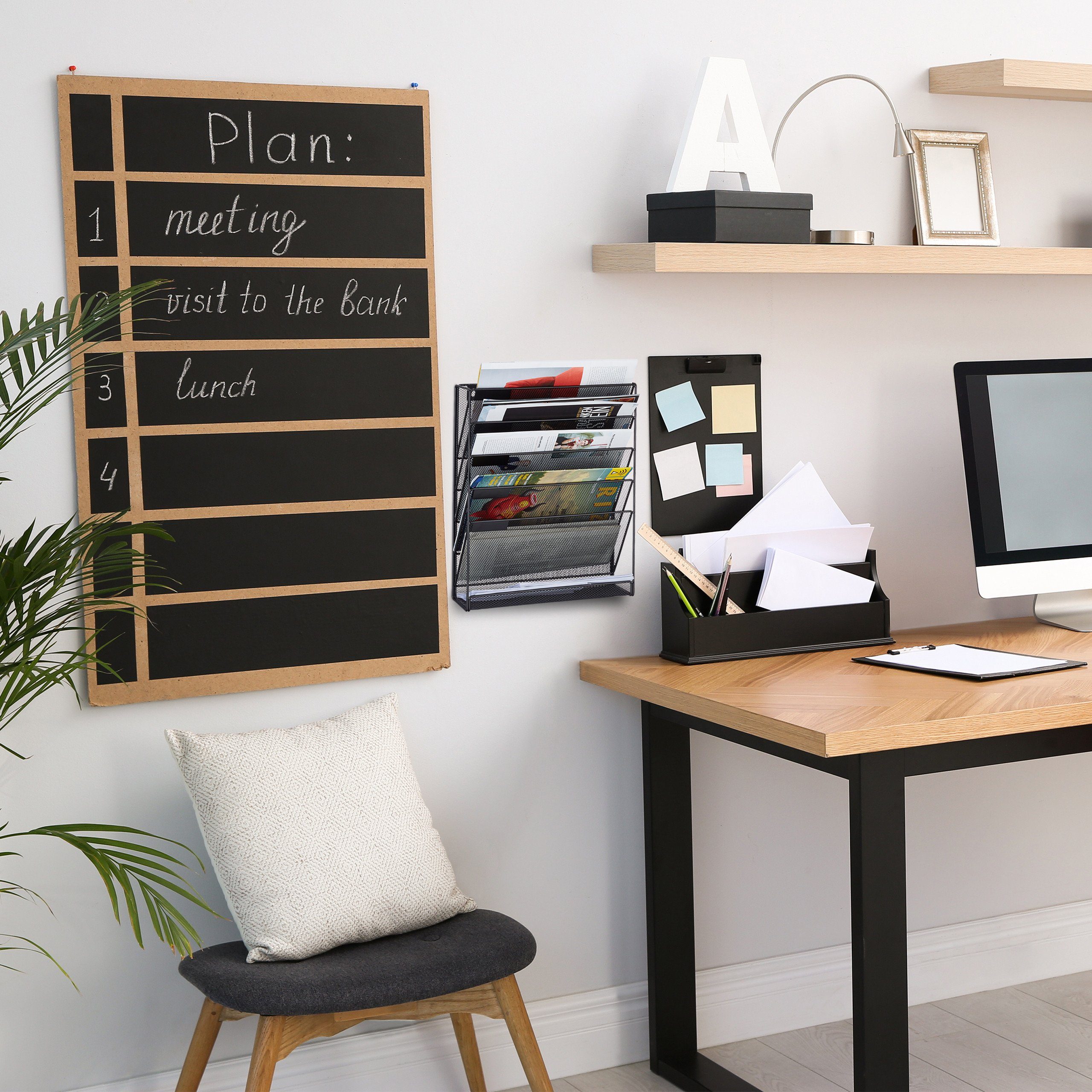 relaxdays Zeitungsständer Zeitschriftenhalter Wand, Schwarz günstig online kaufen