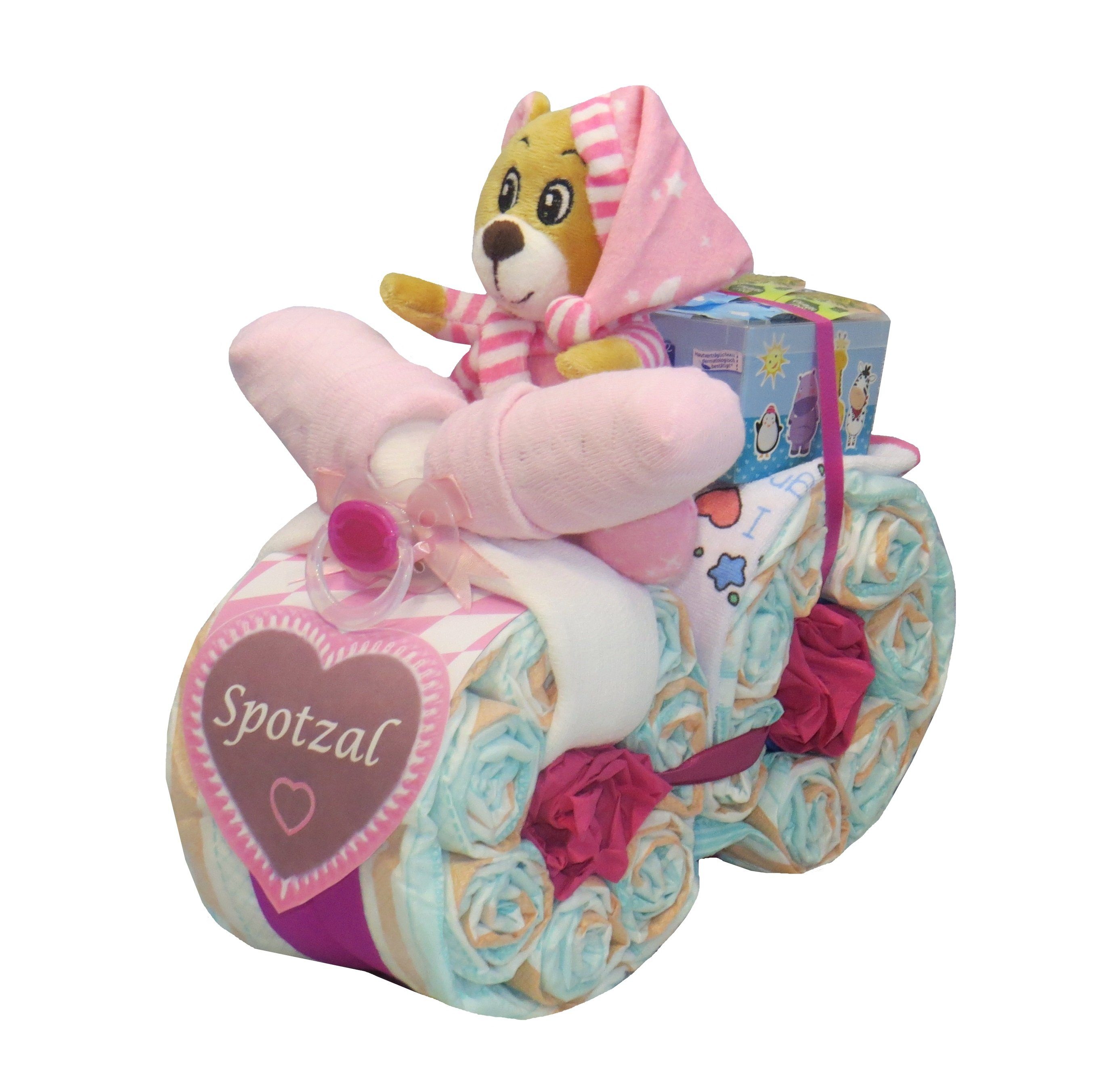 Geschenketorten-Gebhardt Windeln Windeltorte, Windelmotorrad Spotzal, Windelgeschenk Mädchen