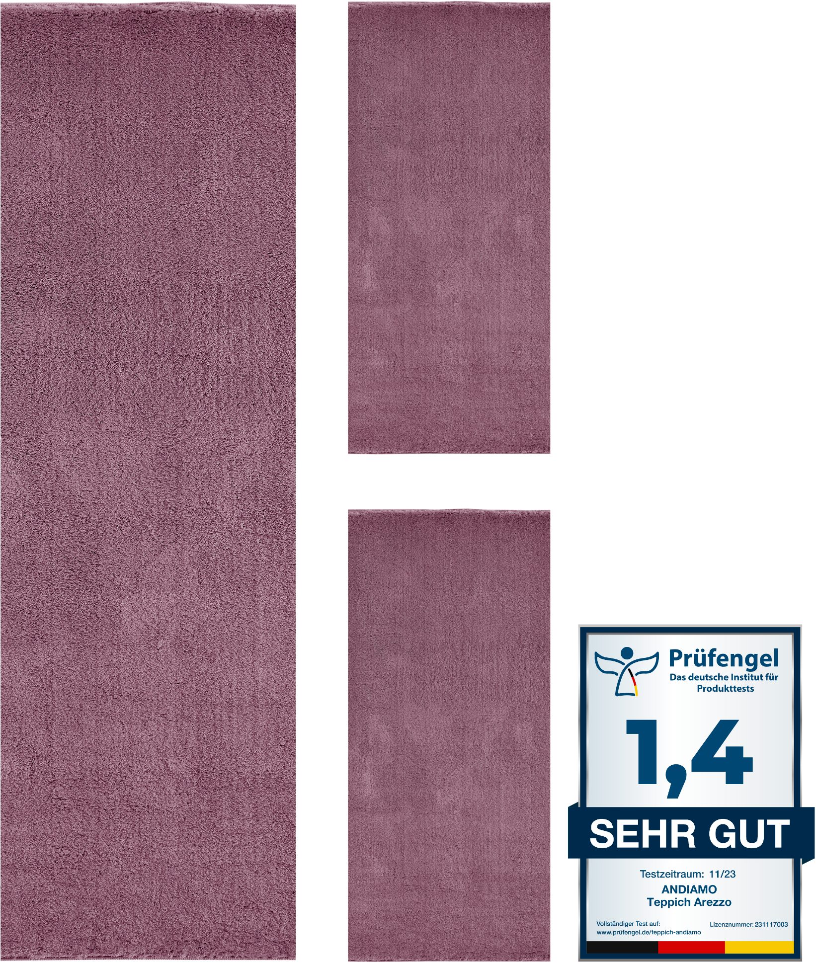 Andiamo Bettumrandung Arezzo, Höhe 16 mm, (1-tlg), Uni Farben, weicher Flor, waschbar, ideal im Wohnzimmer & Schlafzimmer
