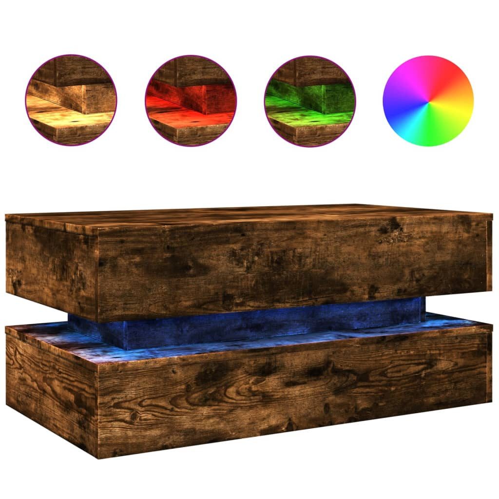 vidaXL Ablagetisch, Couchtisch mit LED-Leuchten Räuchereiche günstig online kaufen
