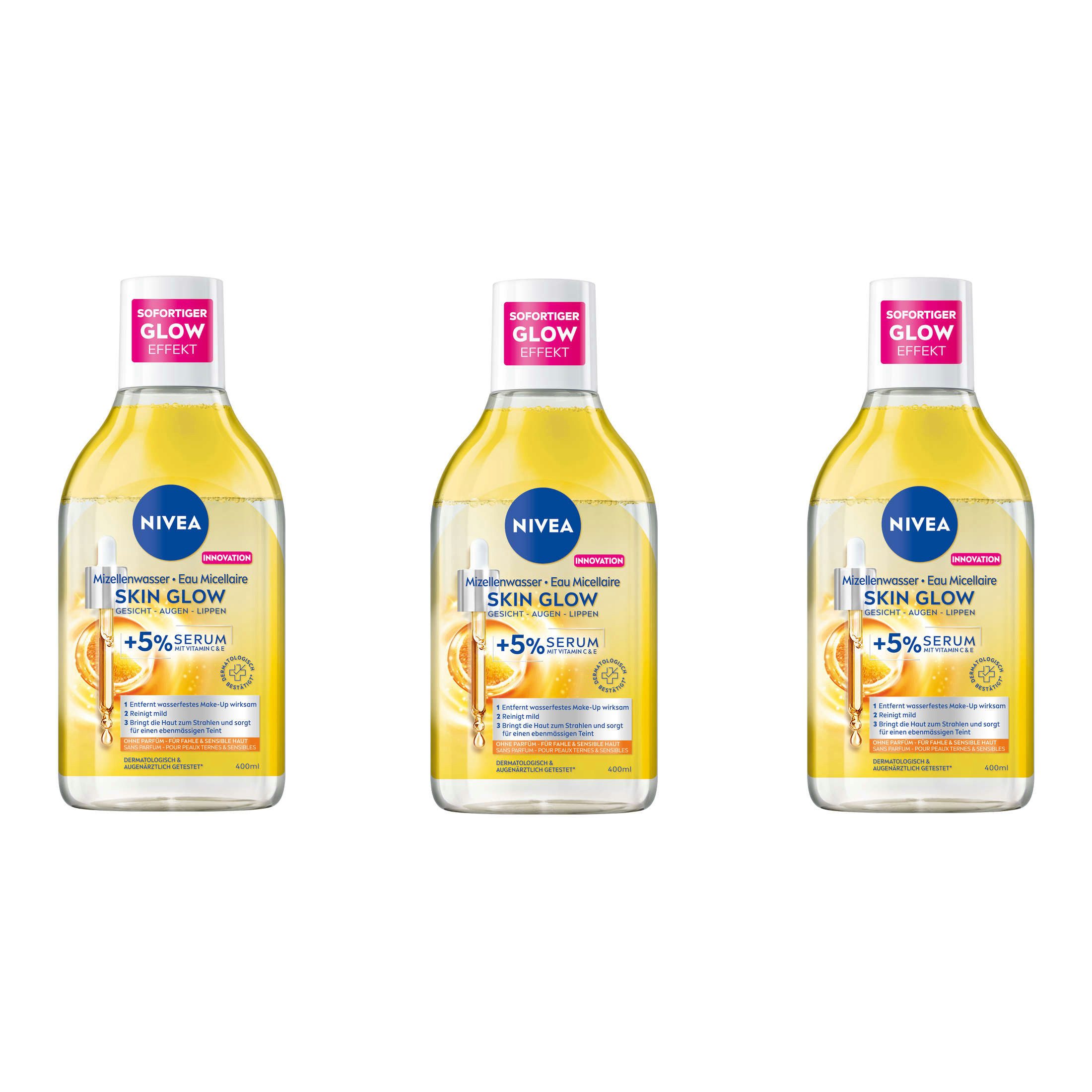 Gesichtswasser Mizellenwasser Skin Glow Make-Up Entferner reinigend 3x400ml