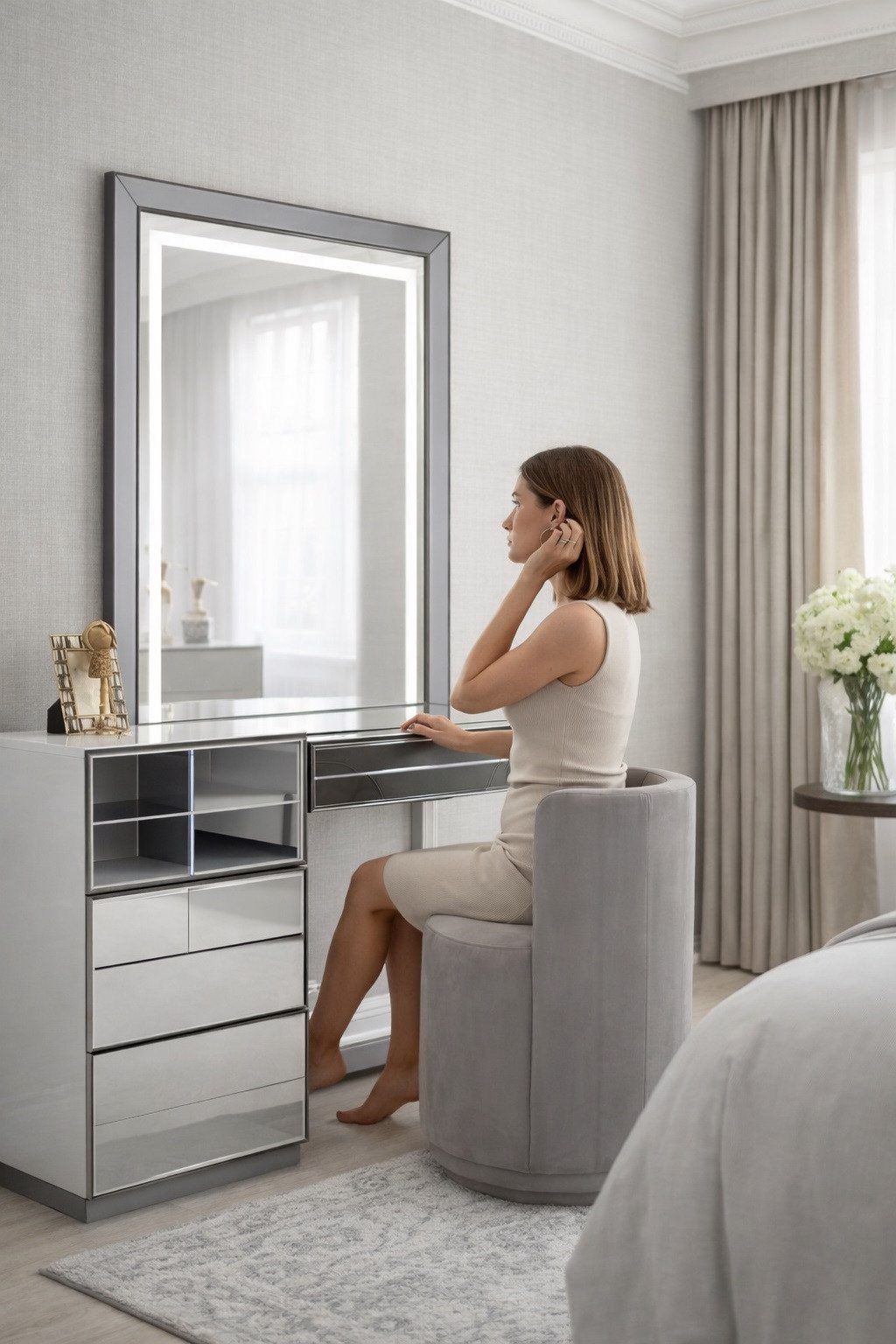 JVmoebel Schminktisch Moderne Konsole mit Hocker in elegantem Design und hochwertigem Finish (1-St., Schminktisch), Made in Europa