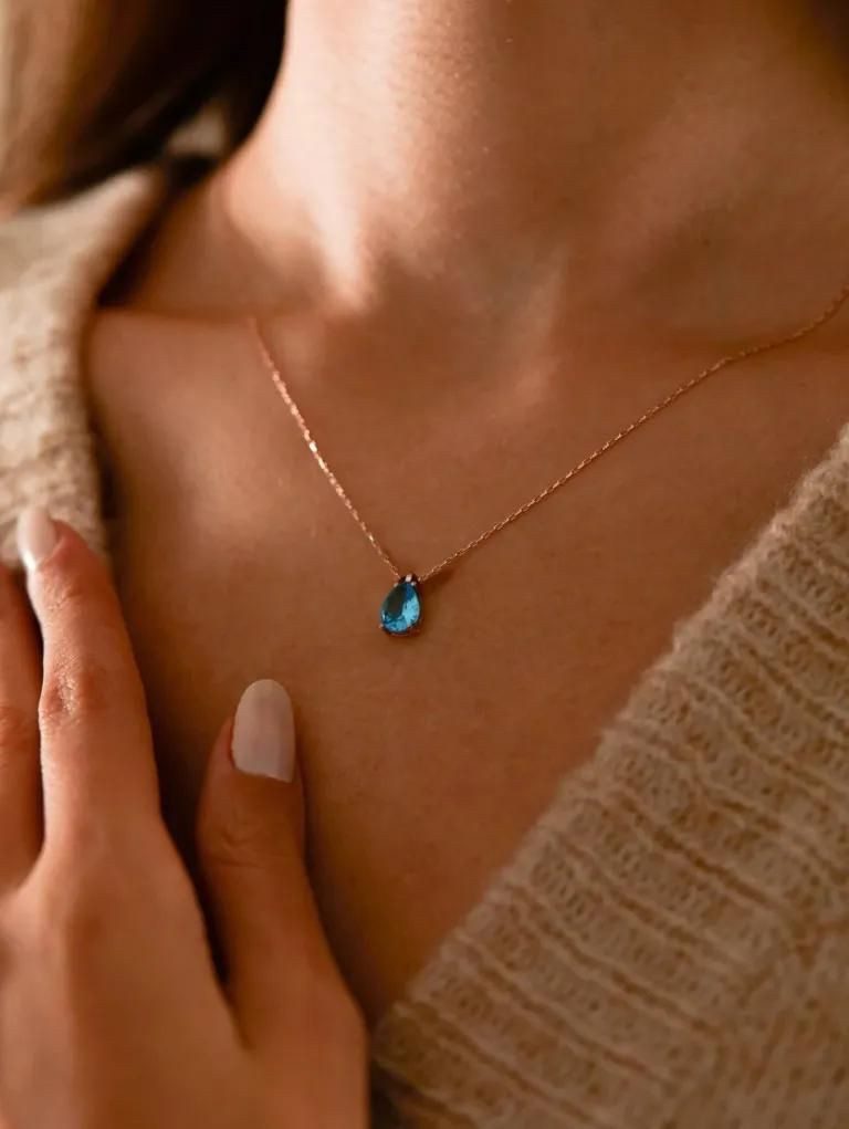 Einzelstück Kette mit Anhänger Halskette AZUL günstig online kaufen