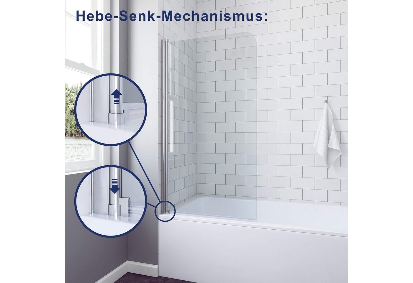 Thumbnail - AQUABATOS Badewannenaufsatz Badewannenaufsatz Duschabtrennung Duschwand für Badewanne, 5 mm Einscheibensicherheitsglas (...