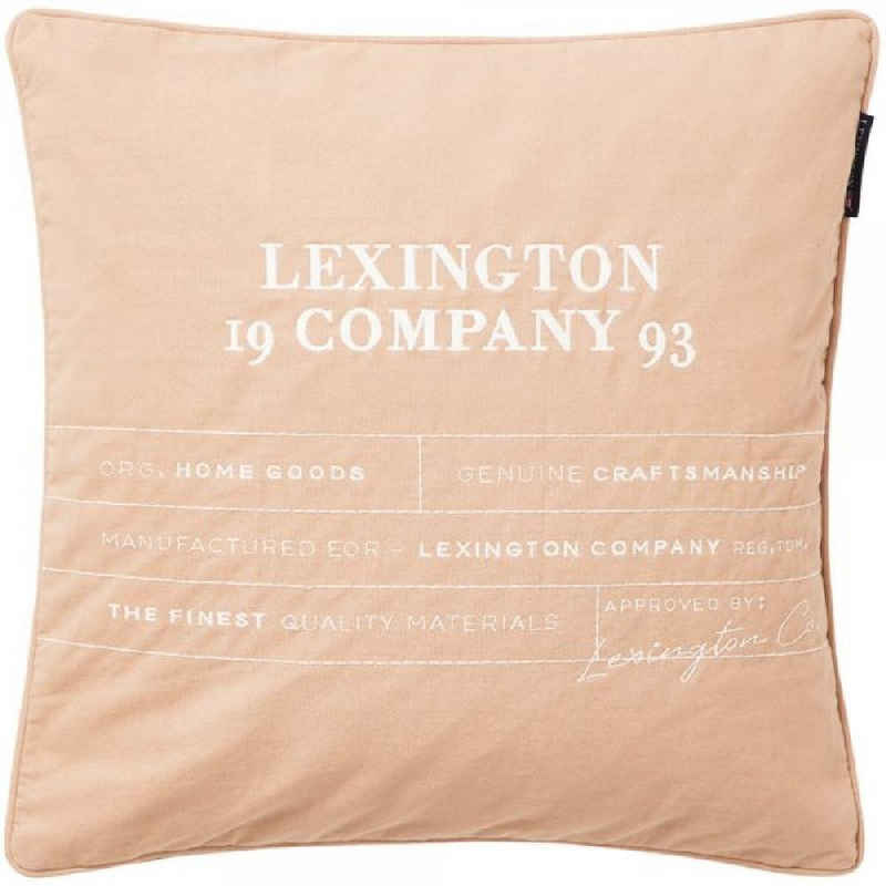 Kissenhülle LEXINGTON Подушкиbezug Logo Organic Cotton Canvas Beige-White (50x50cm), Lexington