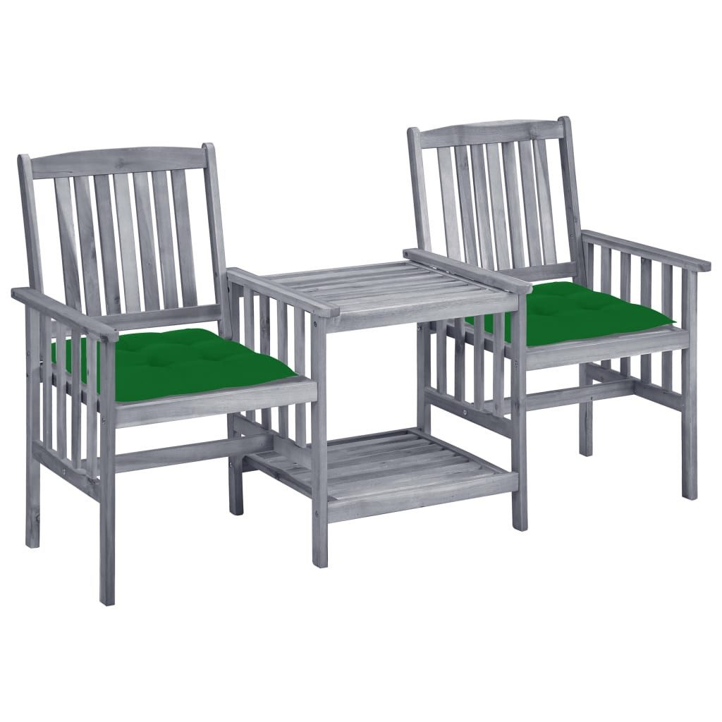 vidaXL Gartenlounge-Set Gartenstühle mit Teetisch und Kissen Massivholz, (1-tlg)