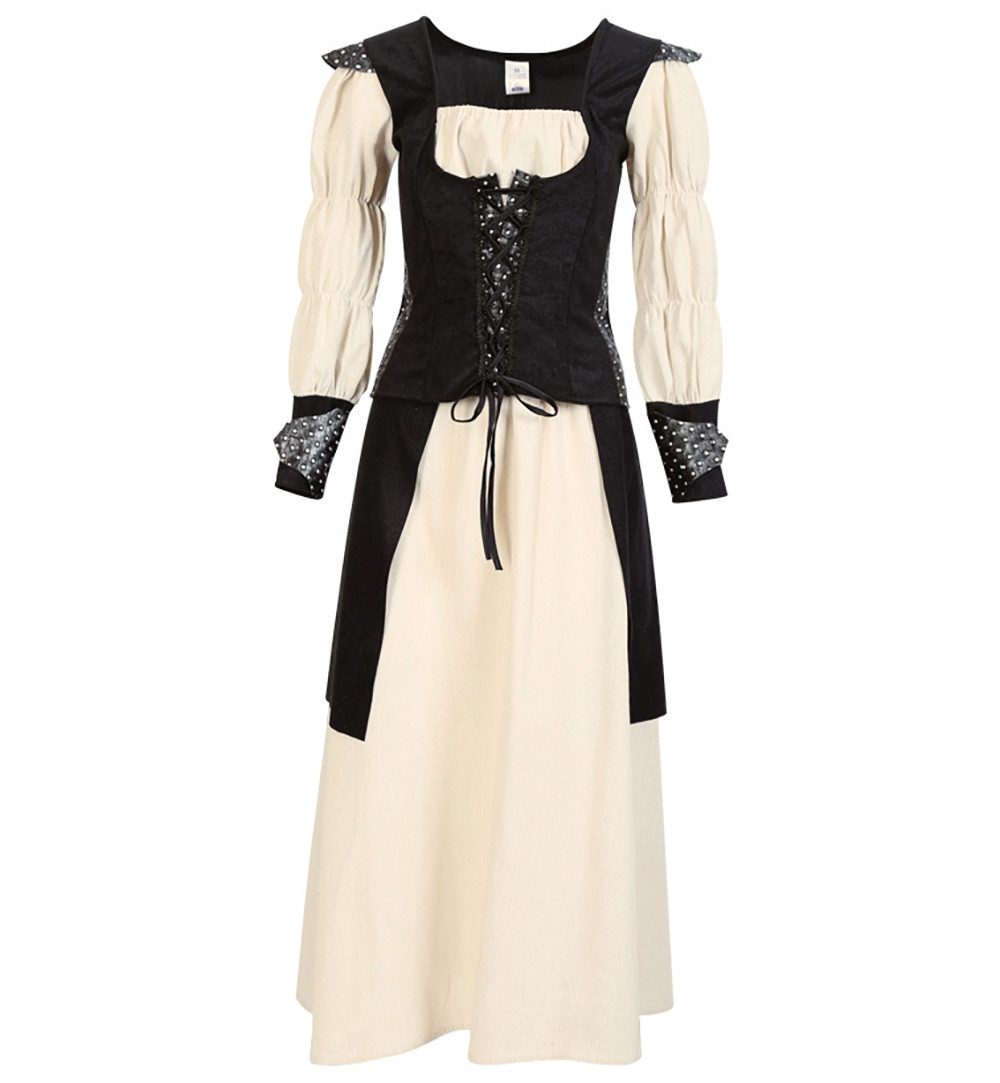 Fries Burgfräulein-Kostüm Damen Freifrau Magd Bäuerin Mittelalter Kleid Gewand Fasching Karneval, 2-tlg