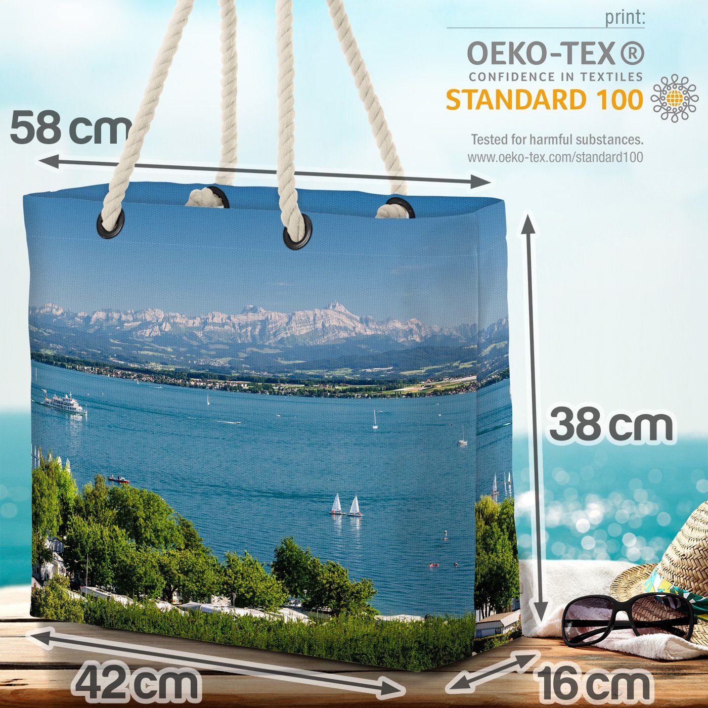 Weinberge Bodensee Boote Strandtasche (1-tlg), Alpen Friedrichshafen Konstanz Schiffe VOID See