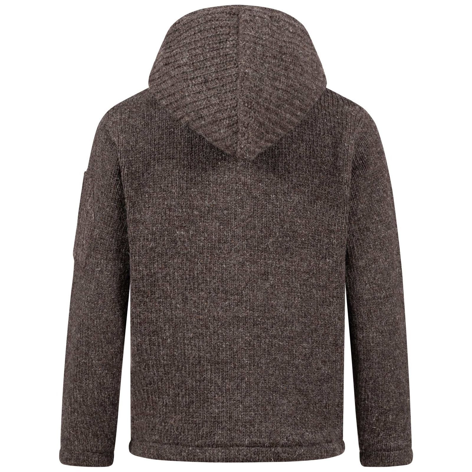 KUNST UND MAGIE Strickjacke Herren Strickjacke Schurwolle Klassich Nordisch +Kapuze