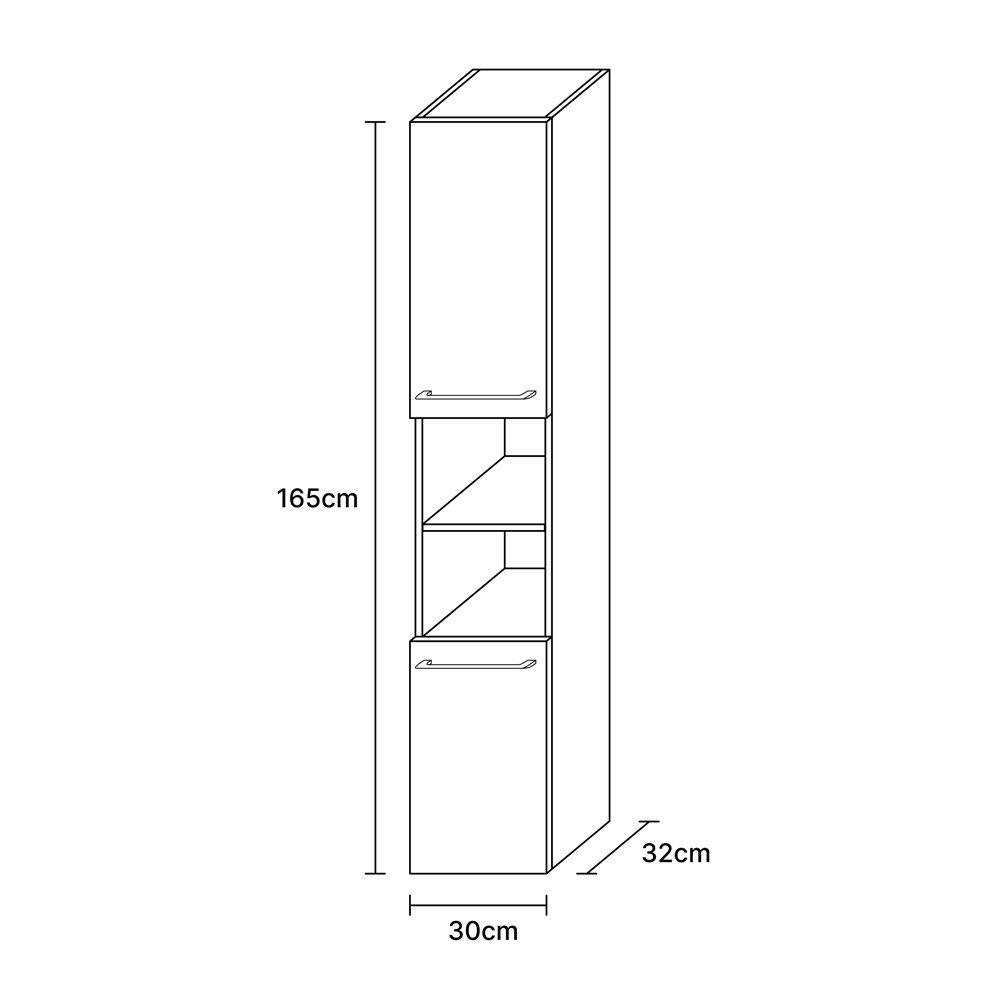 LUX Hochschrank Gold 30 Anthrazit cm Planetmöbel Hochschrank / Eiche