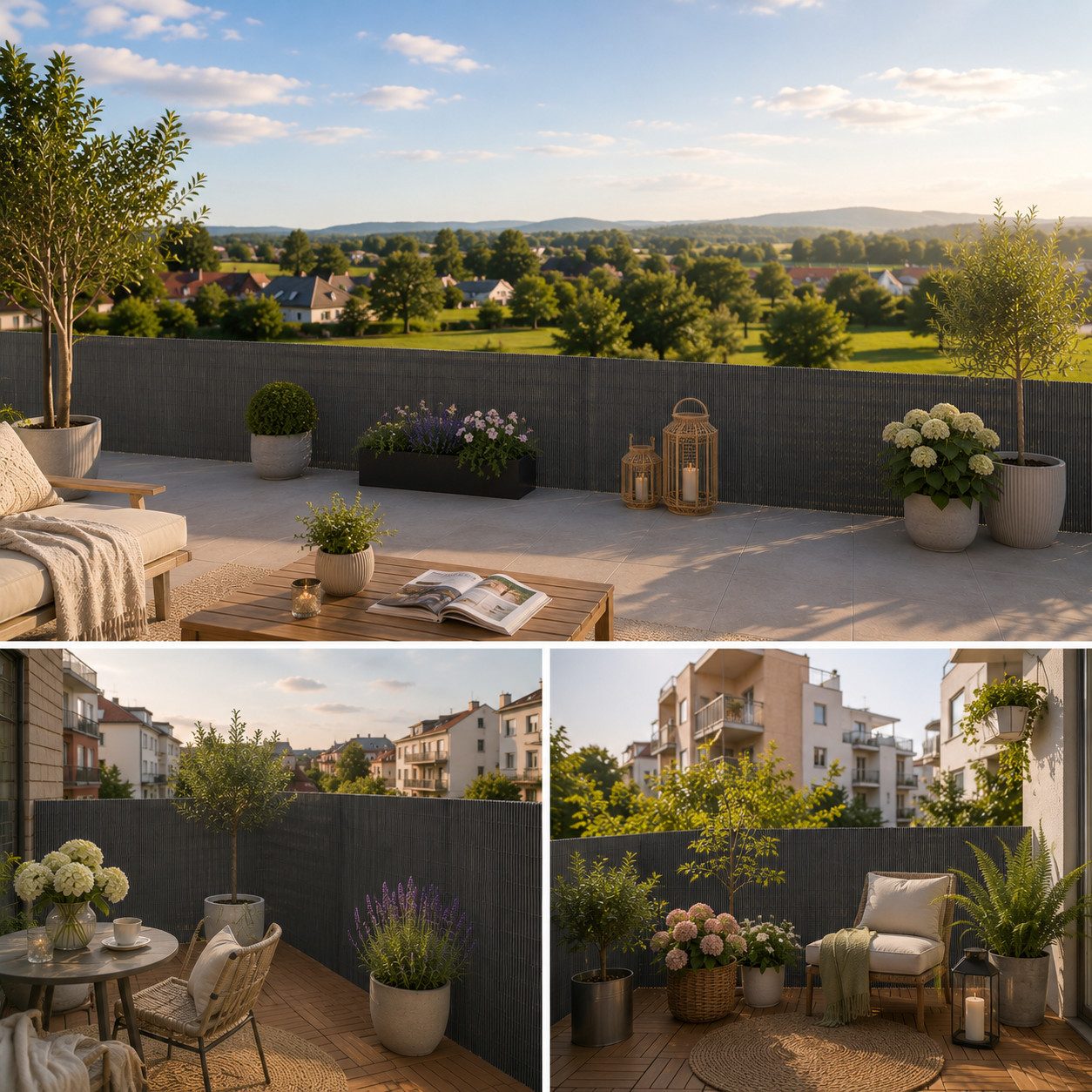 Sekey Balkonsichtschutz Sichtschutzmatte in Natur-Optik, wetterfest für Balkon, Garten & Zaun UV-beständig und wetterfest für Balkon, Garten & Terrasse – Bild 4 von 5